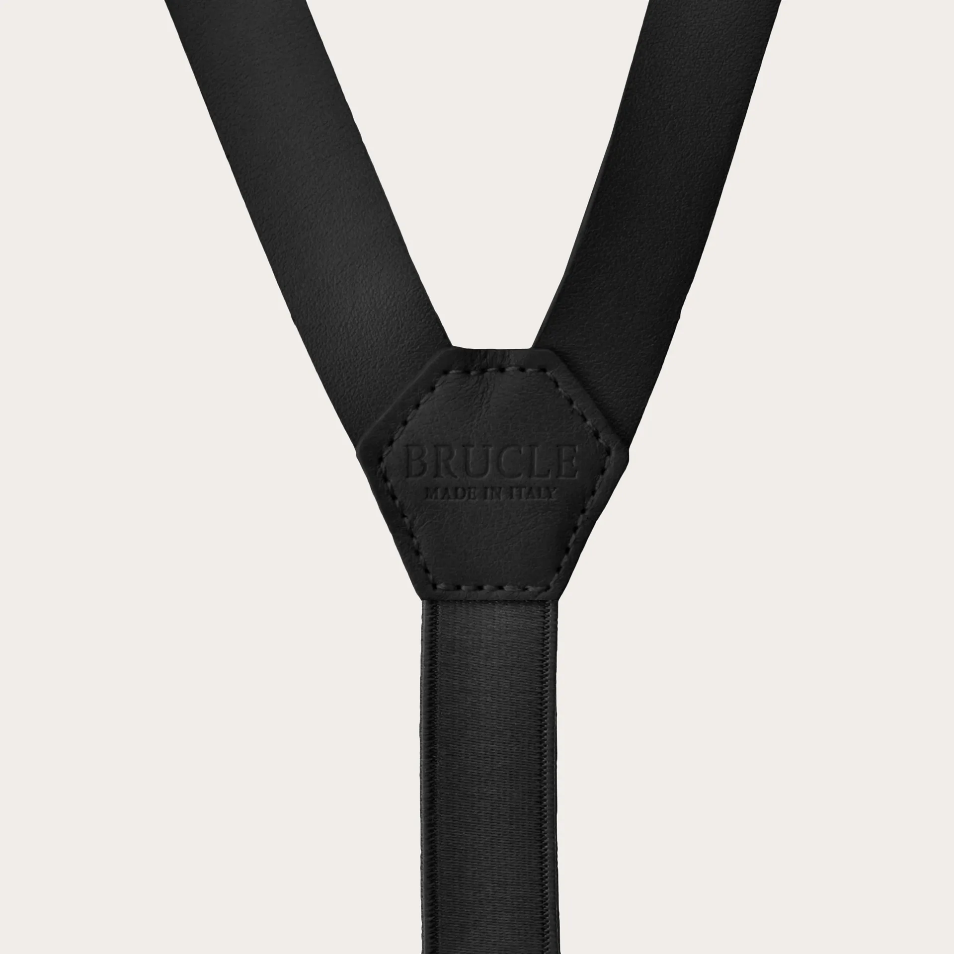 Bretelle a Y in pelle, nero