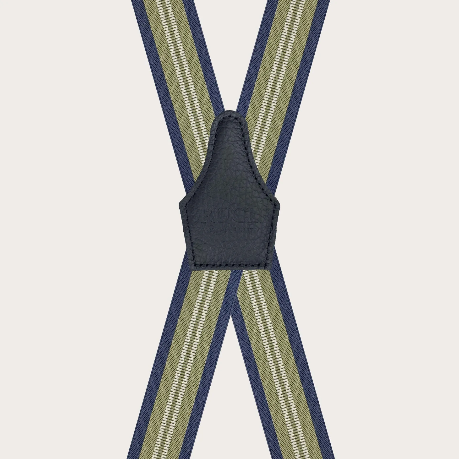 Bretelle elastiche a righe verdi e blu a X