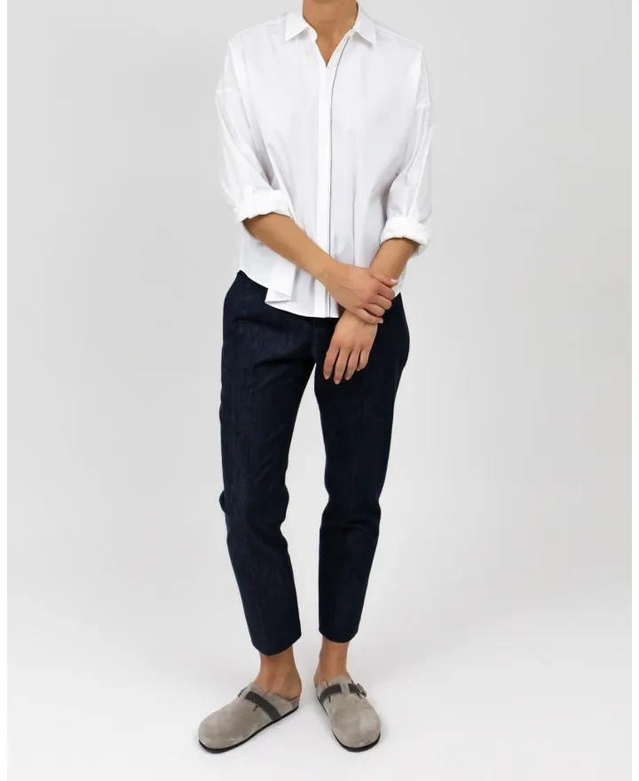 Brunello Cucinelli - Camicia Bianca in popeline con Monile