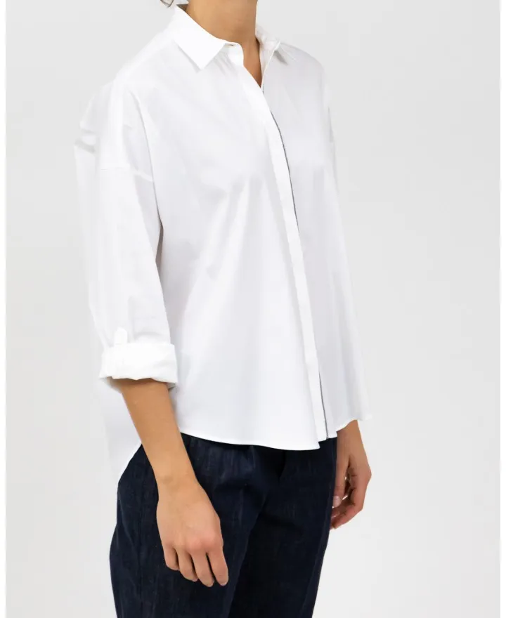 Brunello Cucinelli - Camicia Bianca in popeline con Monile