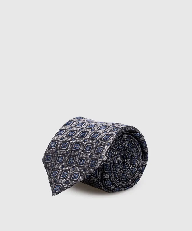 Brunello Cucinelli Cravatta grigia in seta con motivo intrecciato MV8940018