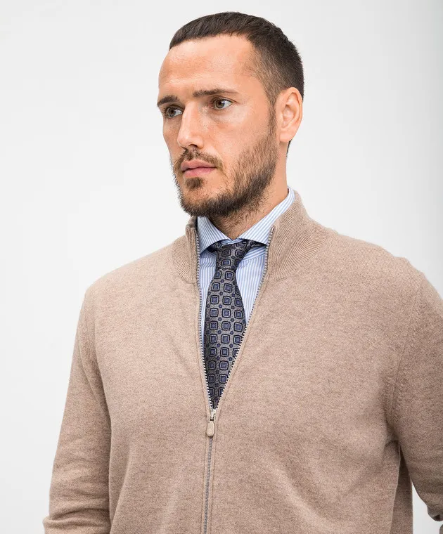 Brunello Cucinelli Cravatta grigia in seta con motivo intrecciato MV8940018