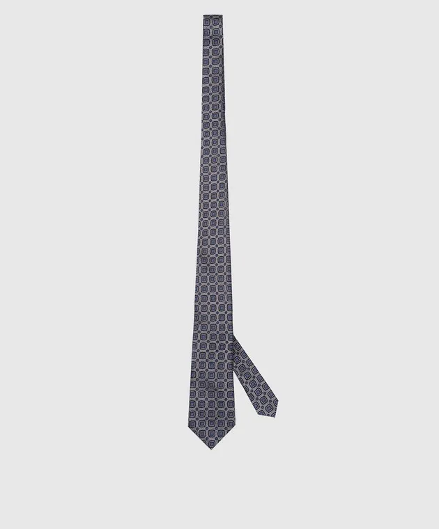 Brunello Cucinelli Cravatta grigia in seta con motivo intrecciato MV8940018