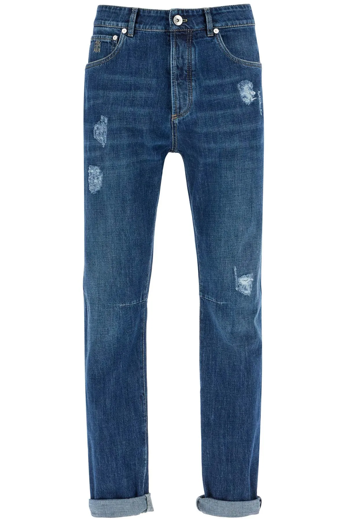 Brunello Cucinelli jeans per il tempo libero in denim in difficoltà
