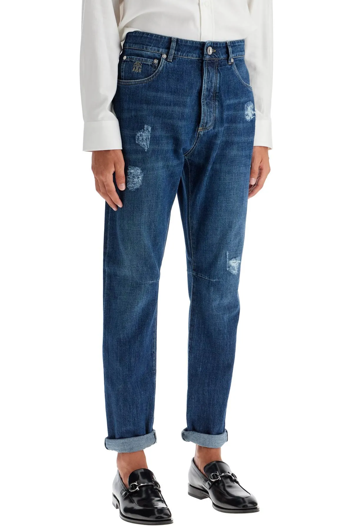Brunello Cucinelli jeans per il tempo libero in denim in difficoltà