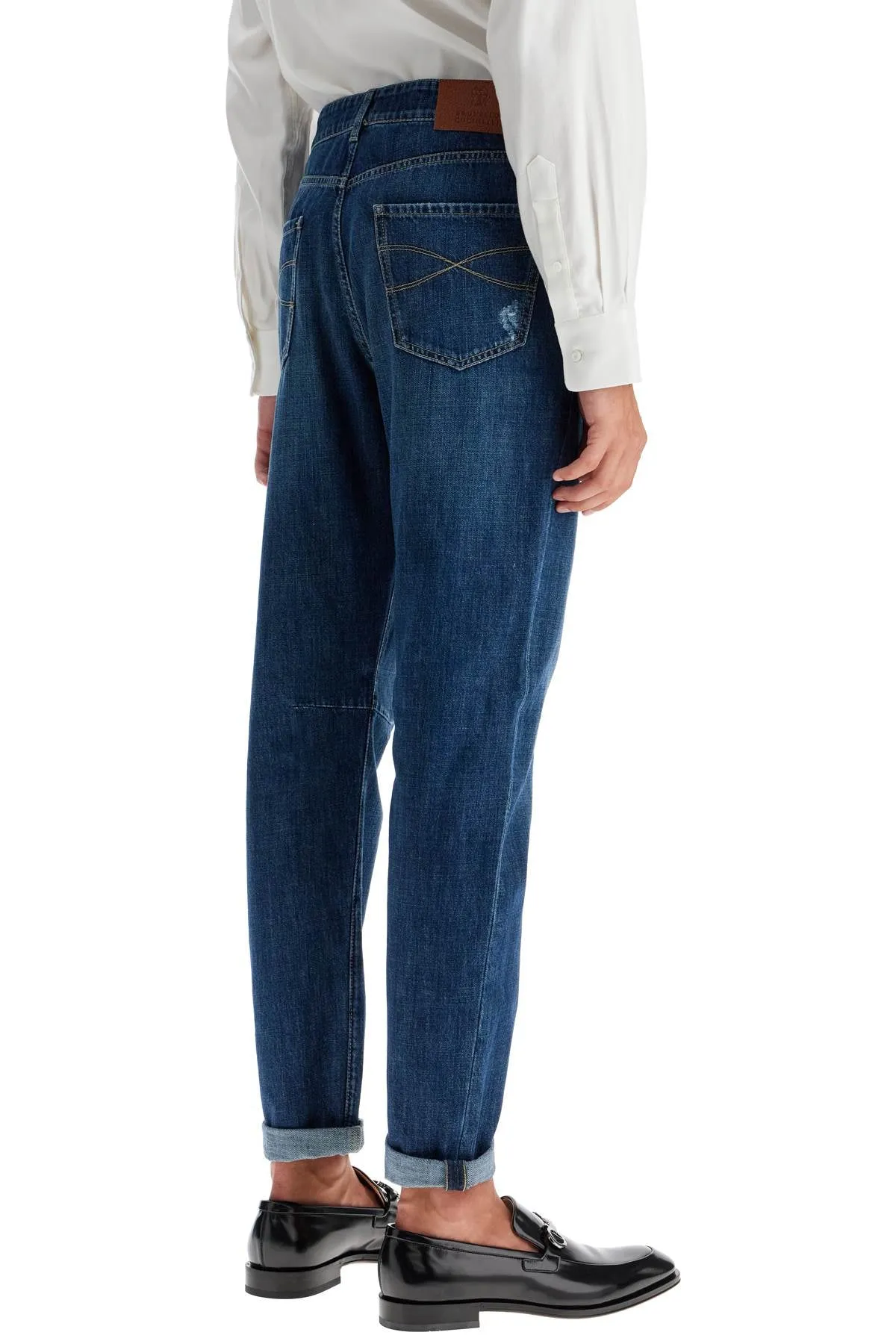 Brunello Cucinelli jeans per il tempo libero in denim in difficoltà