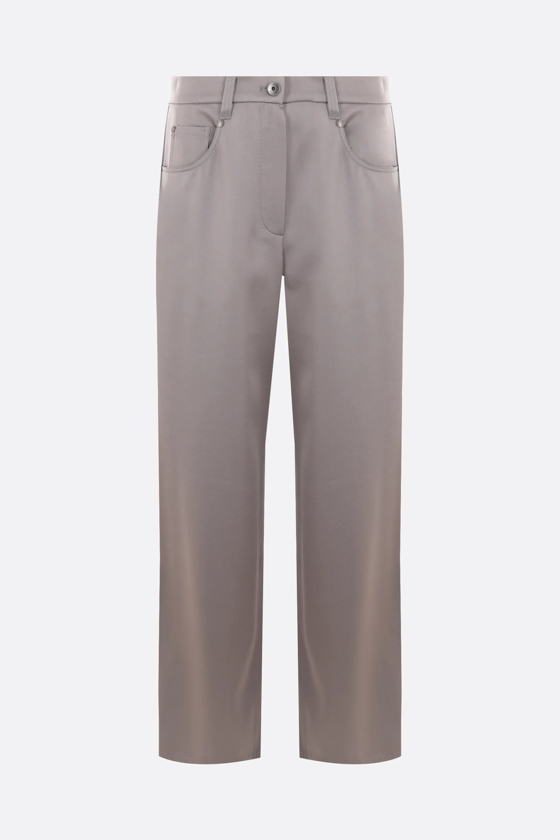  BRUNELLO CUCINELLI pantalone a gamba dritta in raso cady con Shiny Bartack 