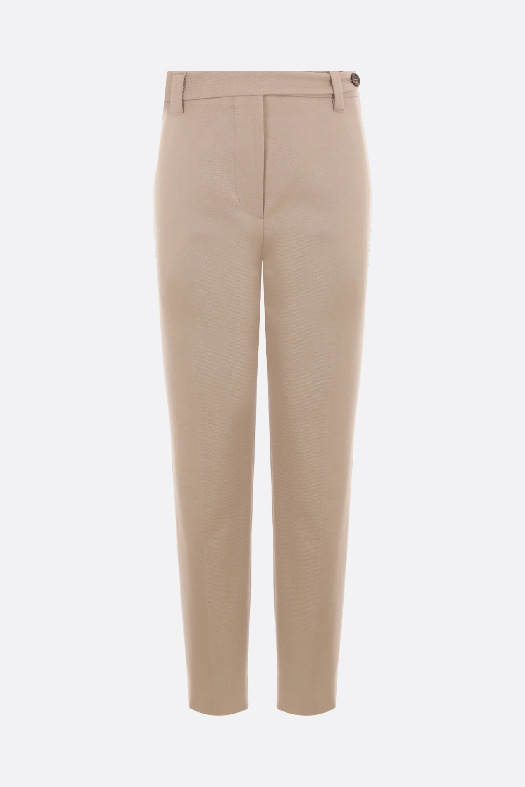  BRUNELLO CUCINELLI pantalone sigaretta in cotone stretch con monili 