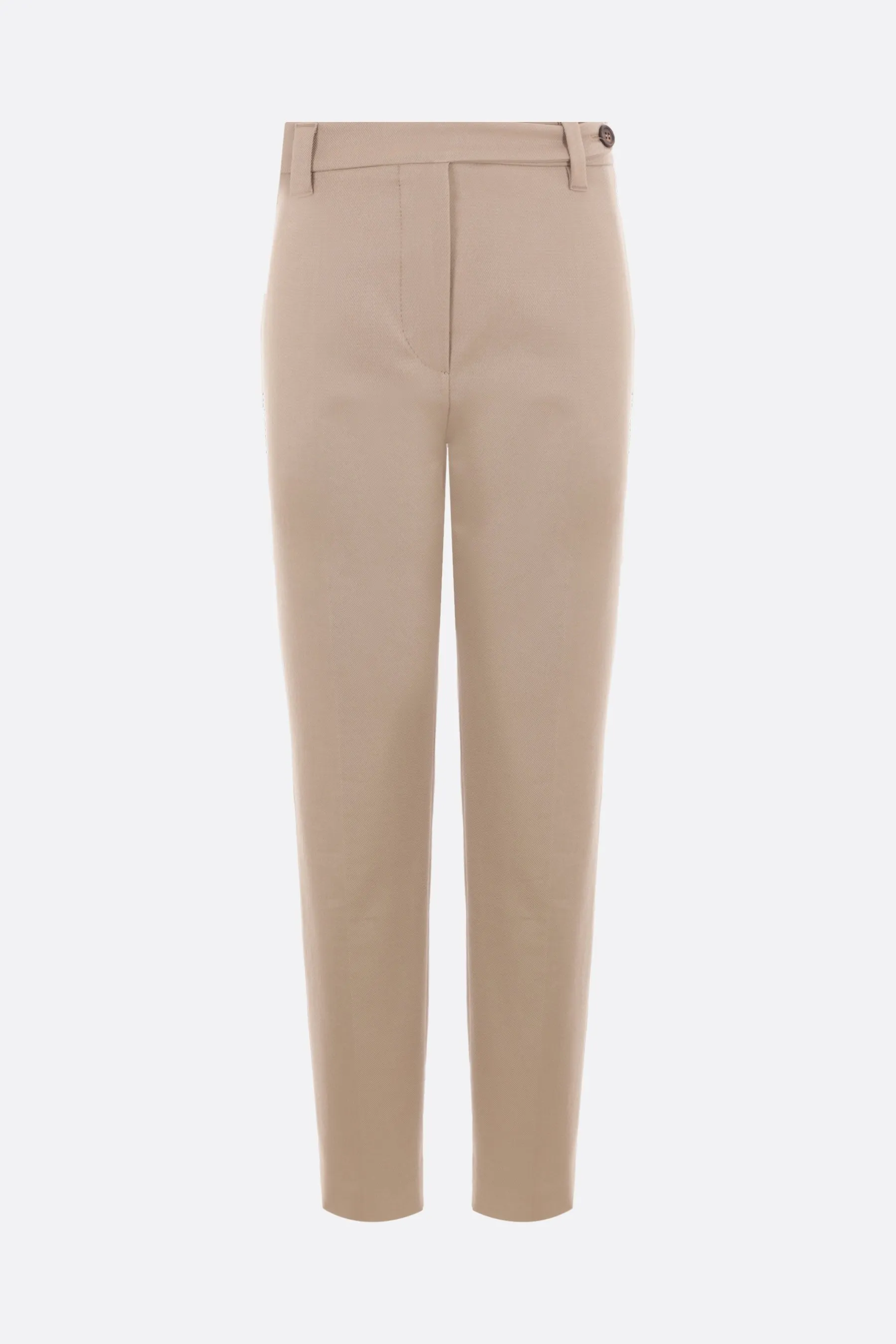  BRUNELLO CUCINELLI pantalone sigaretta in cotone stretch con monili 