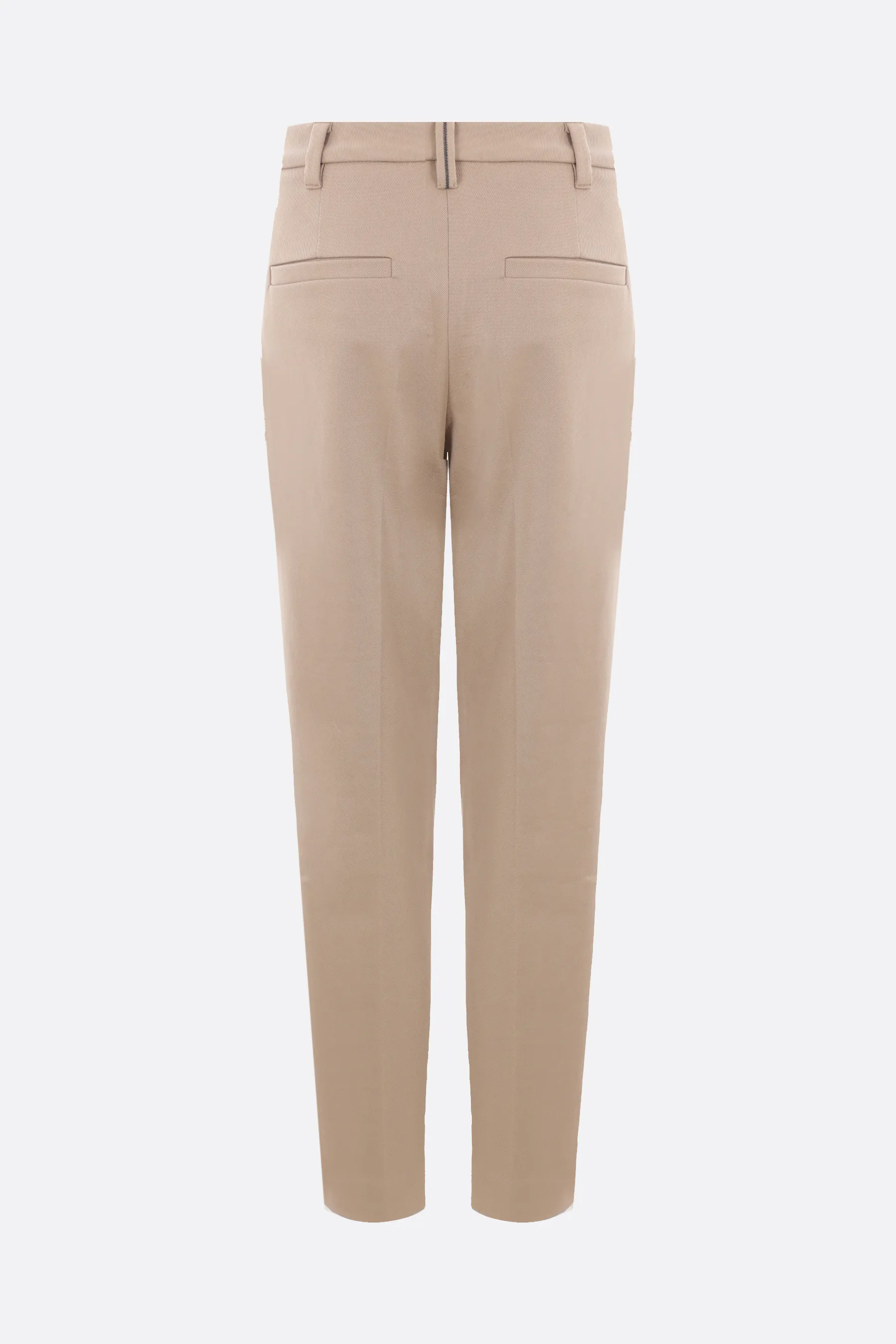  BRUNELLO CUCINELLI pantalone sigaretta in cotone stretch con monili 