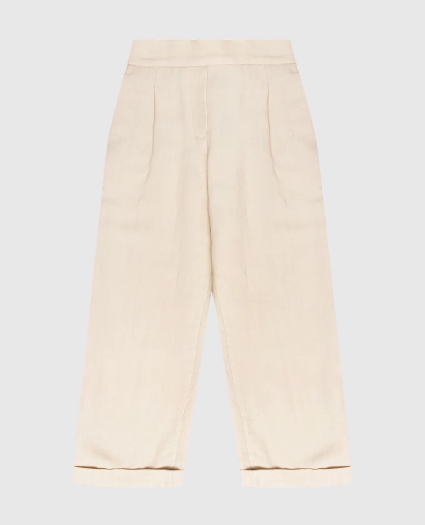 Brunello Cucinelli Pantaloni beige chiaro per bambini con pinces BH126P014B