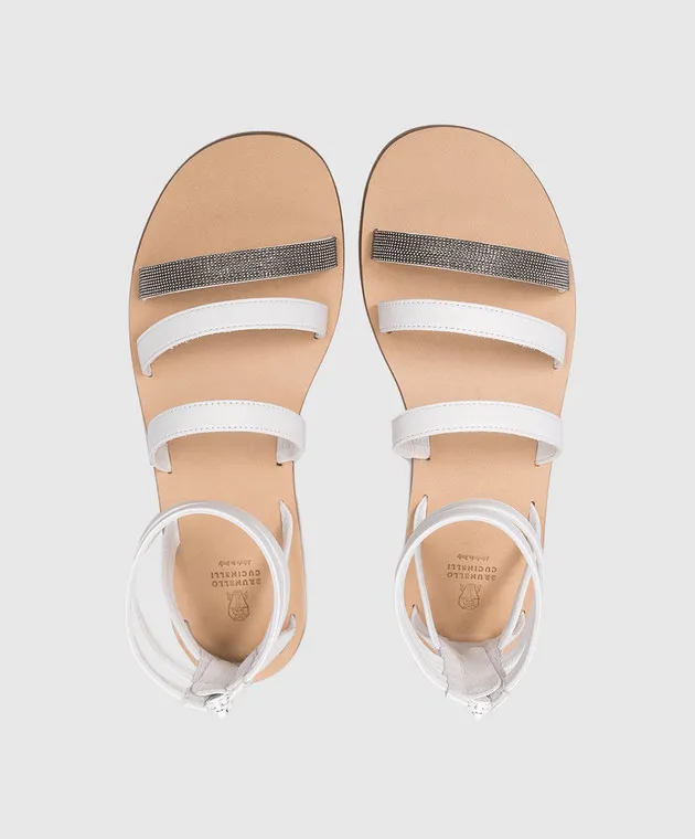 Brunello Cucinelli Sandali da bambino in pelle bianca con coulisse BZSSO1C226