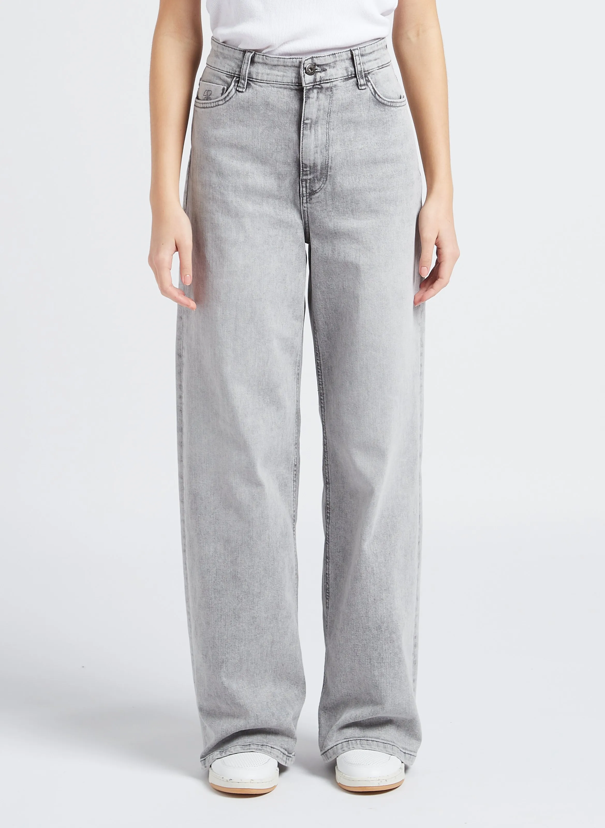  BY BAR   LINA - Jeans ampi a vita alta in misto cotone | Grigio