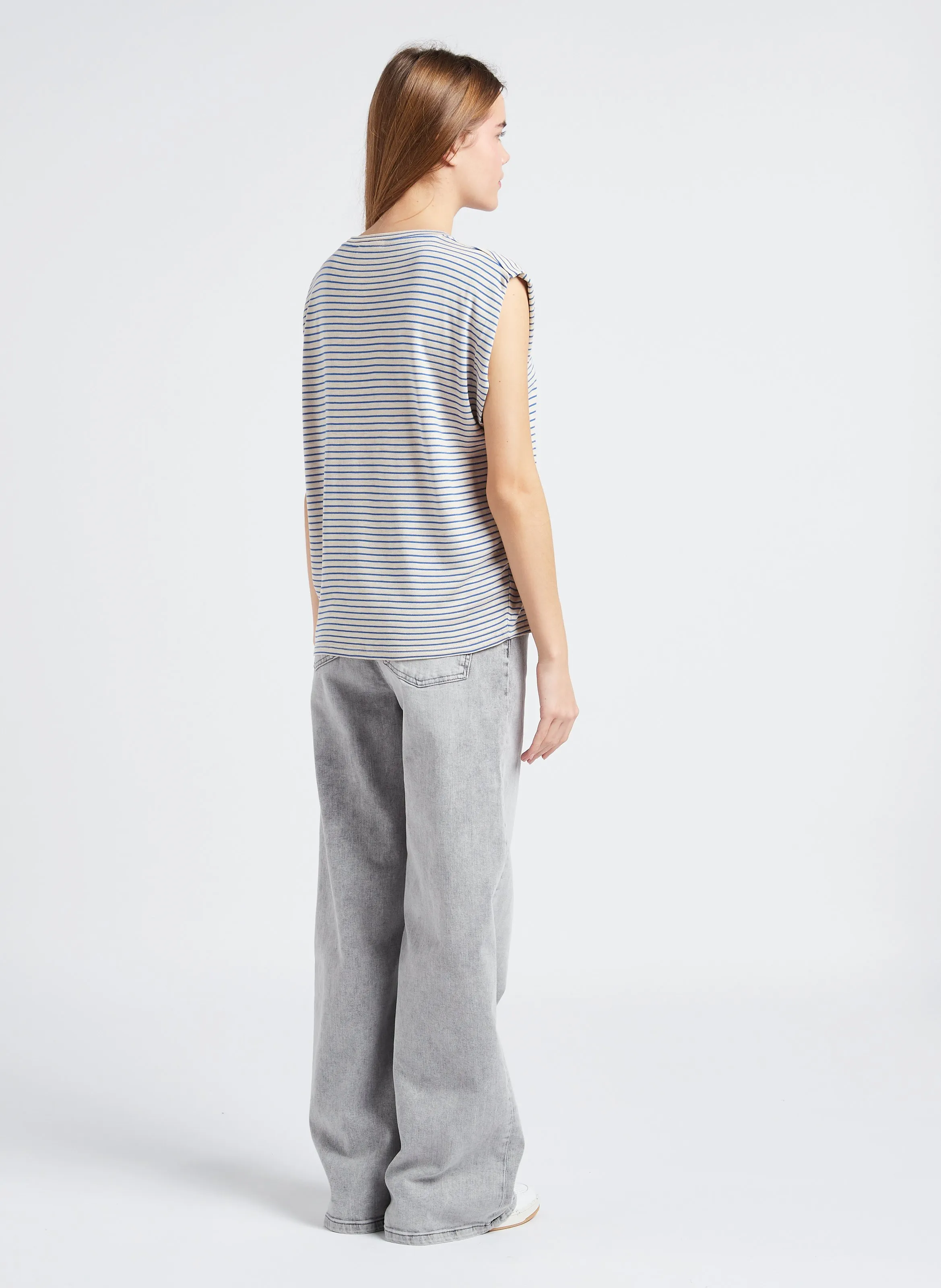  BY BAR   LINA - Jeans ampi a vita alta in misto cotone | Grigio