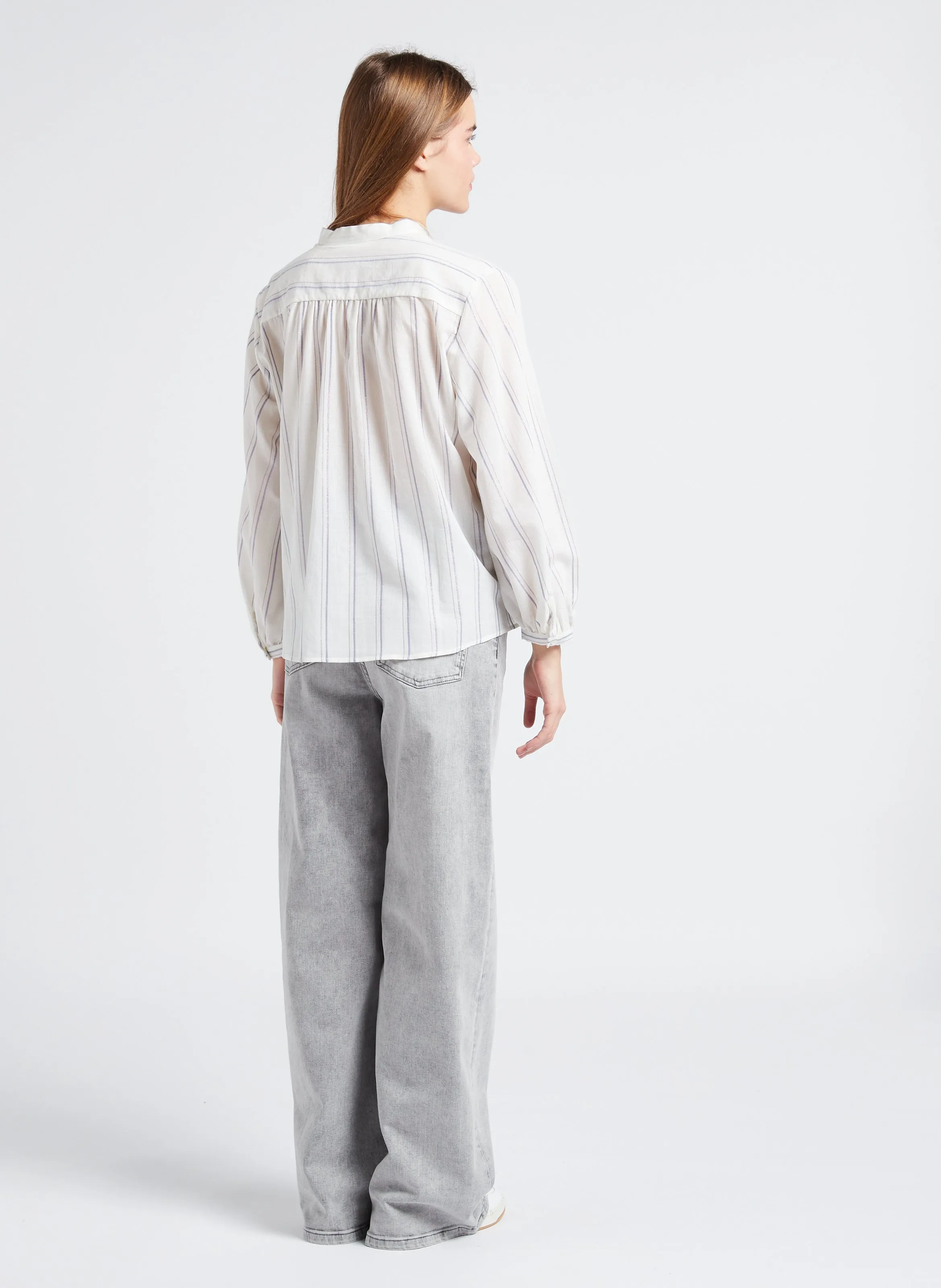  BY BAR   LINA - Jeans ampi a vita alta in misto cotone | Grigio