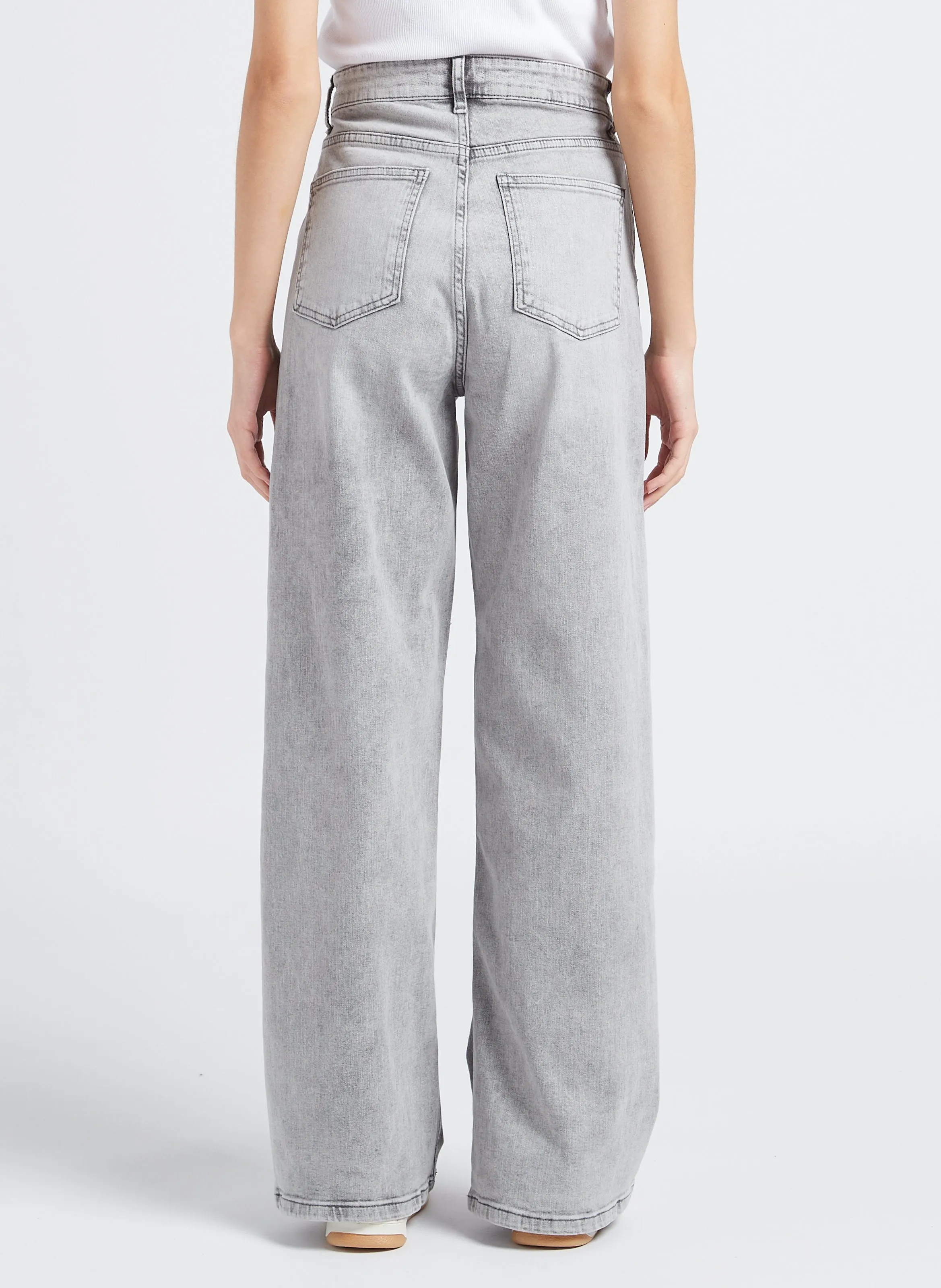  BY BAR   LINA - Jeans ampi a vita alta in misto cotone | Grigio