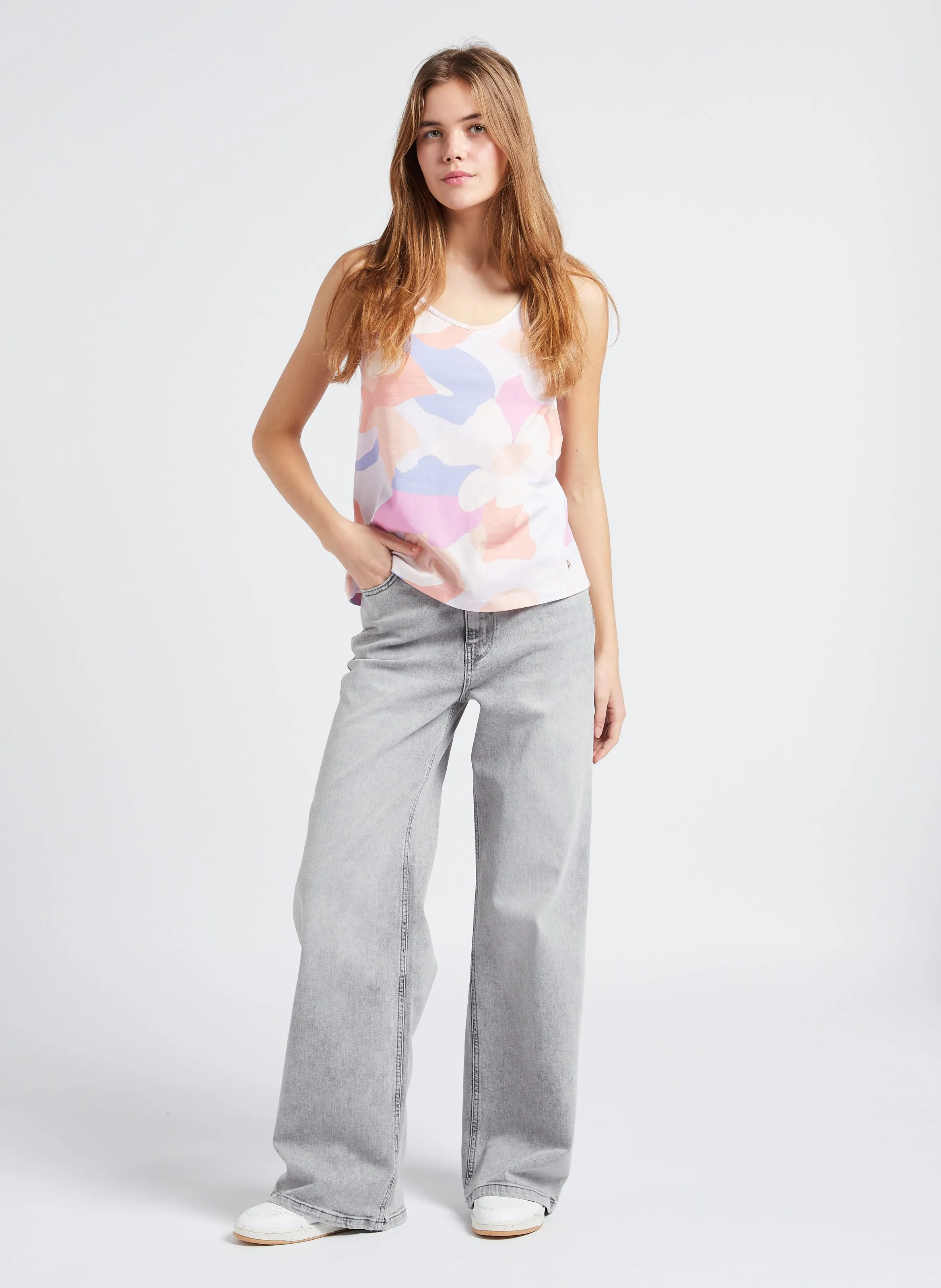 BY BAR   LINA - Jeans ampi a vita alta in misto cotone | Grigio