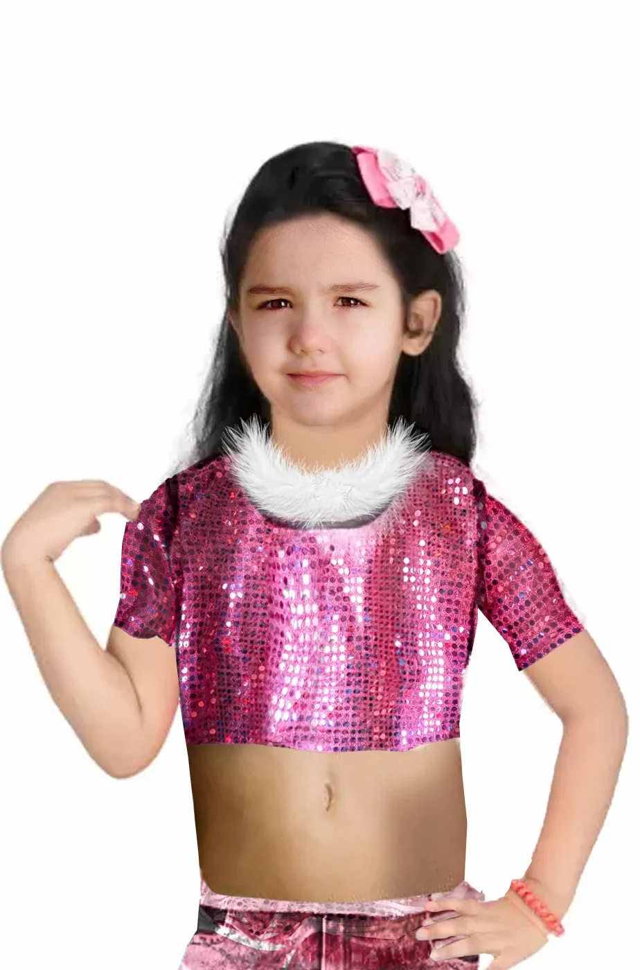 Camicetta da bambina di paillettes rosa