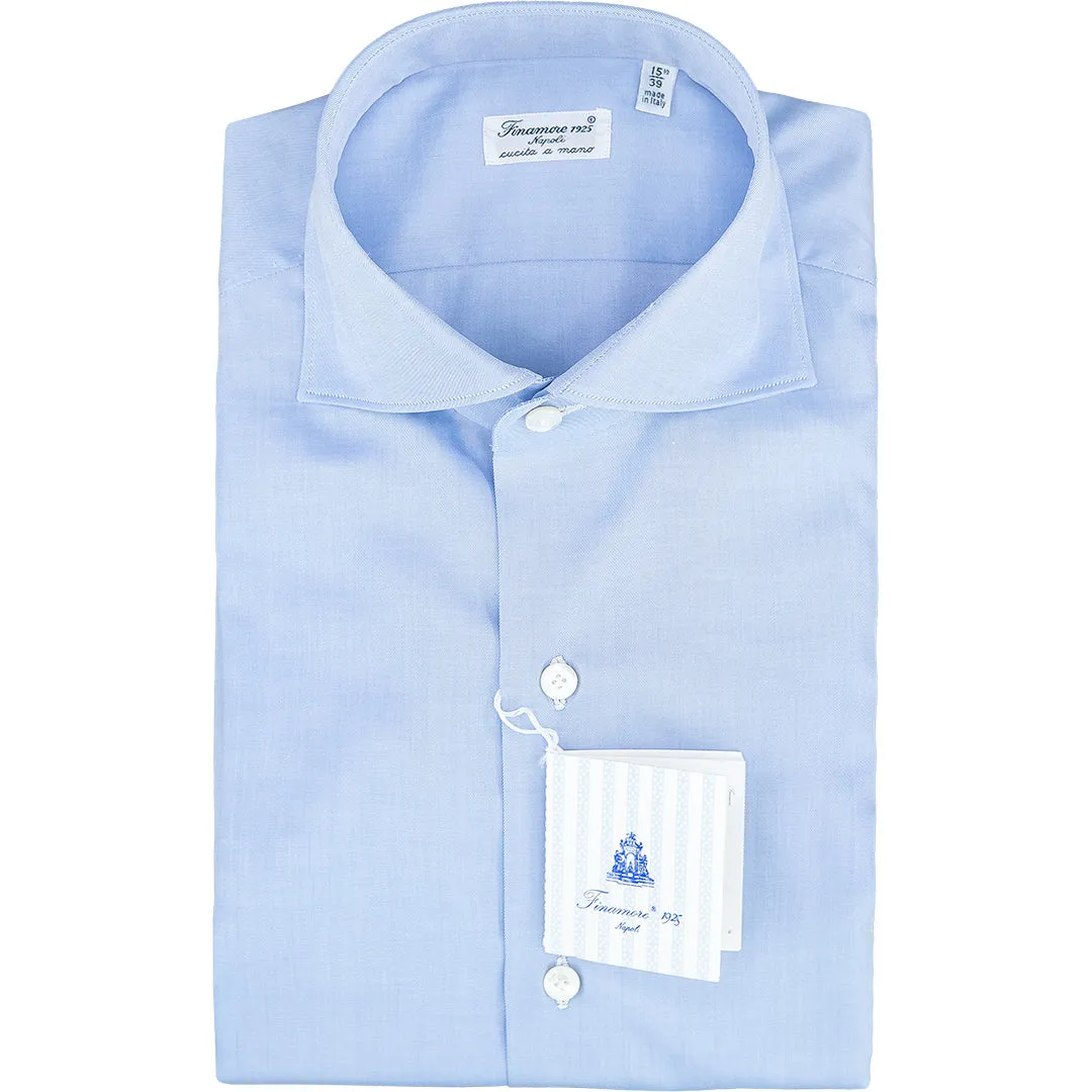 Camicia FINAMORE Milano in Cotone Twill Dobby Celeste