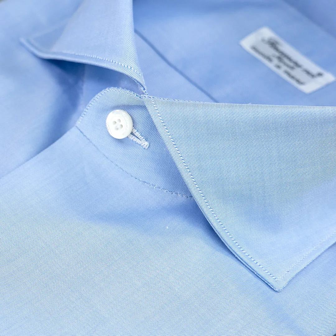 Camicia FINAMORE Milano in Cotone Twill Dobby Celeste