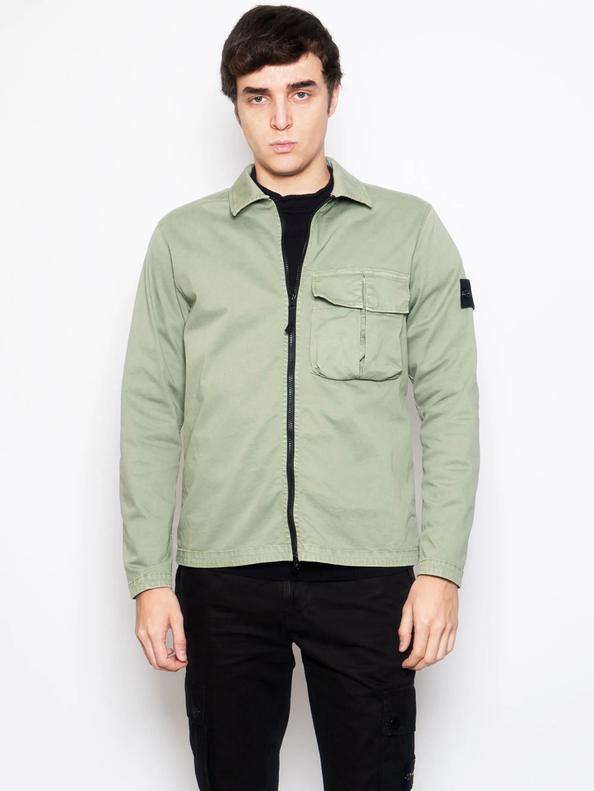 Camicia Over in Twill di Cotone Verde