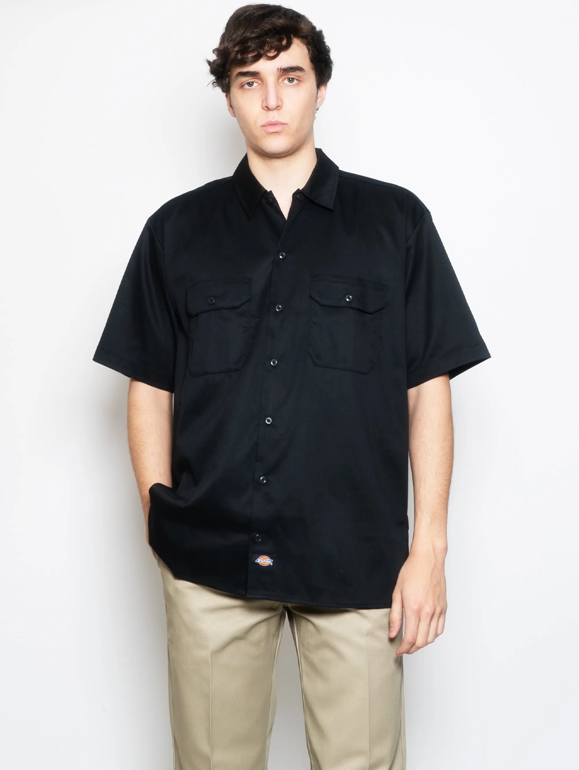 Camicia Worker Maniche Corte Nero