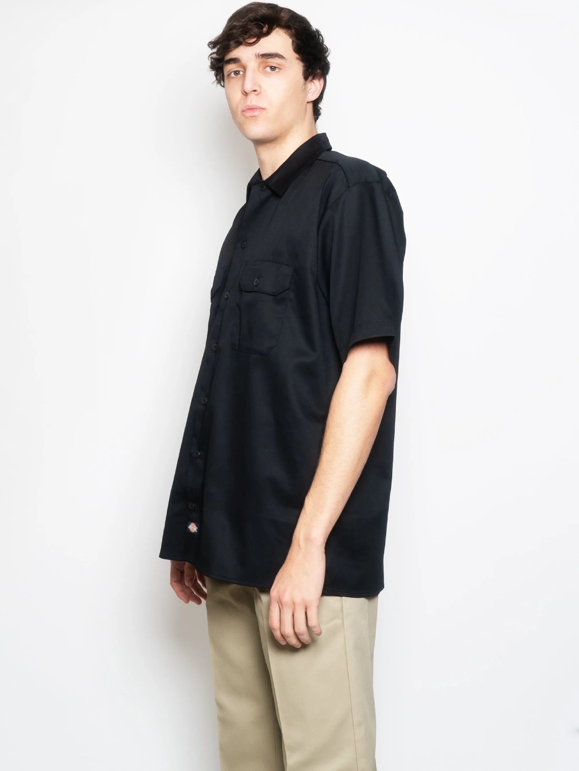 Camicia Worker Maniche Corte Nero