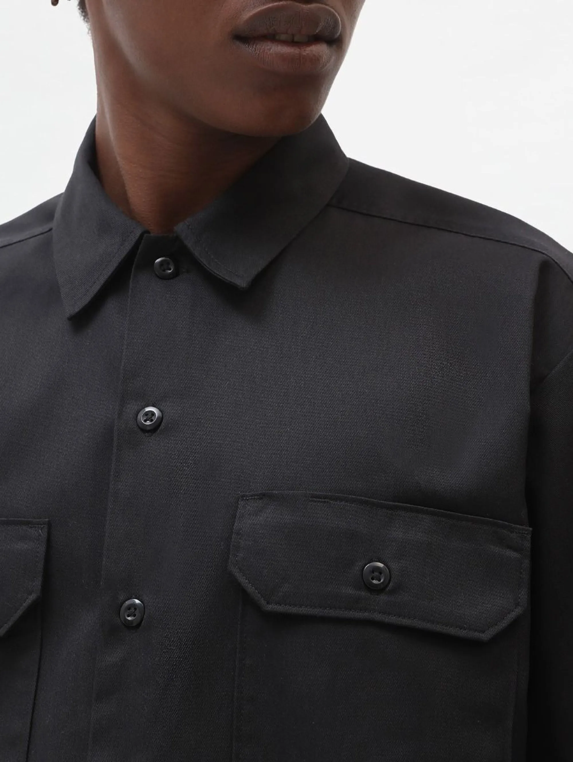 Camicia Worker Maniche Corte Nero