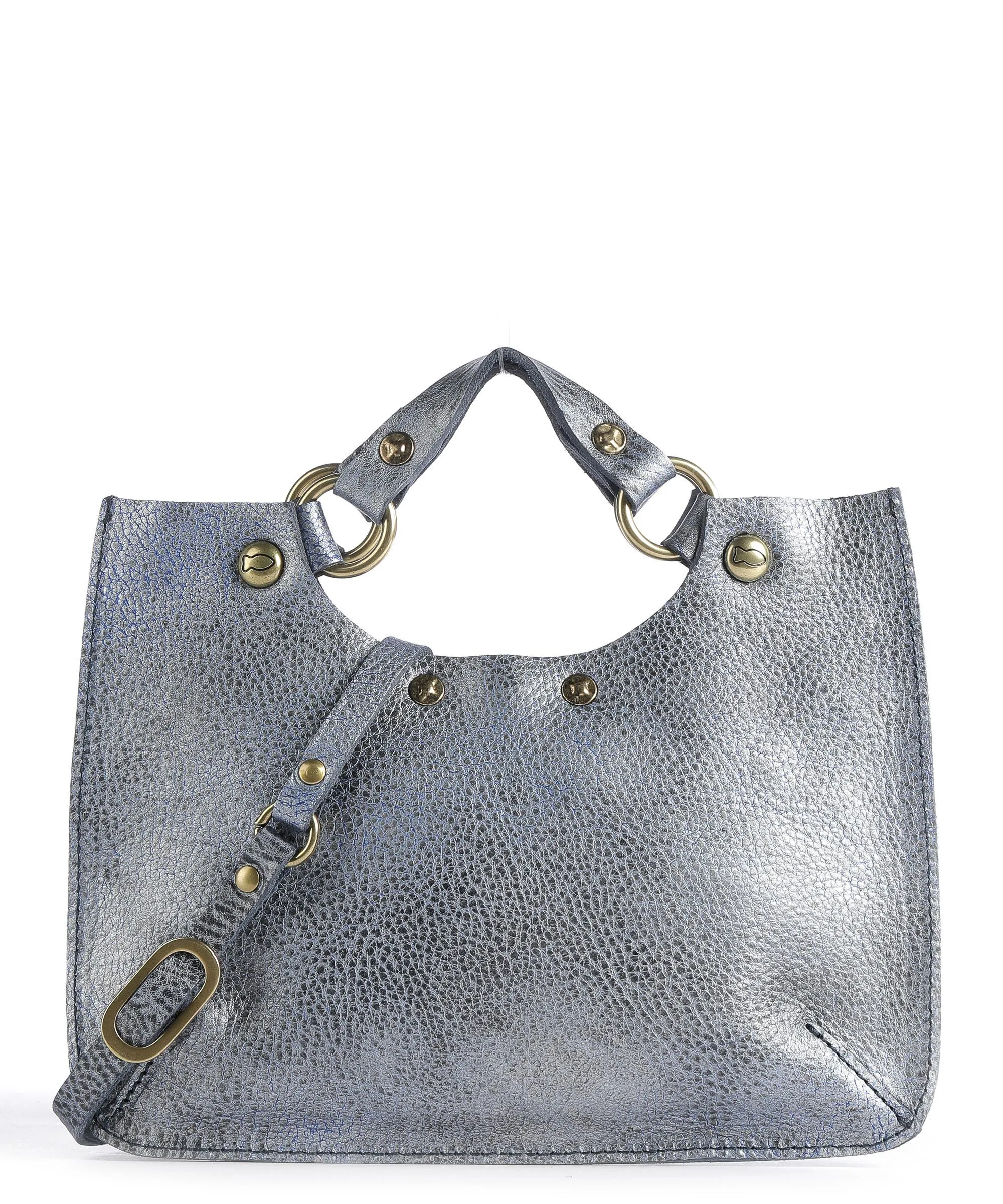  Campomaggi Borsa a mano pelle di vacchetta grana blu-grigio  