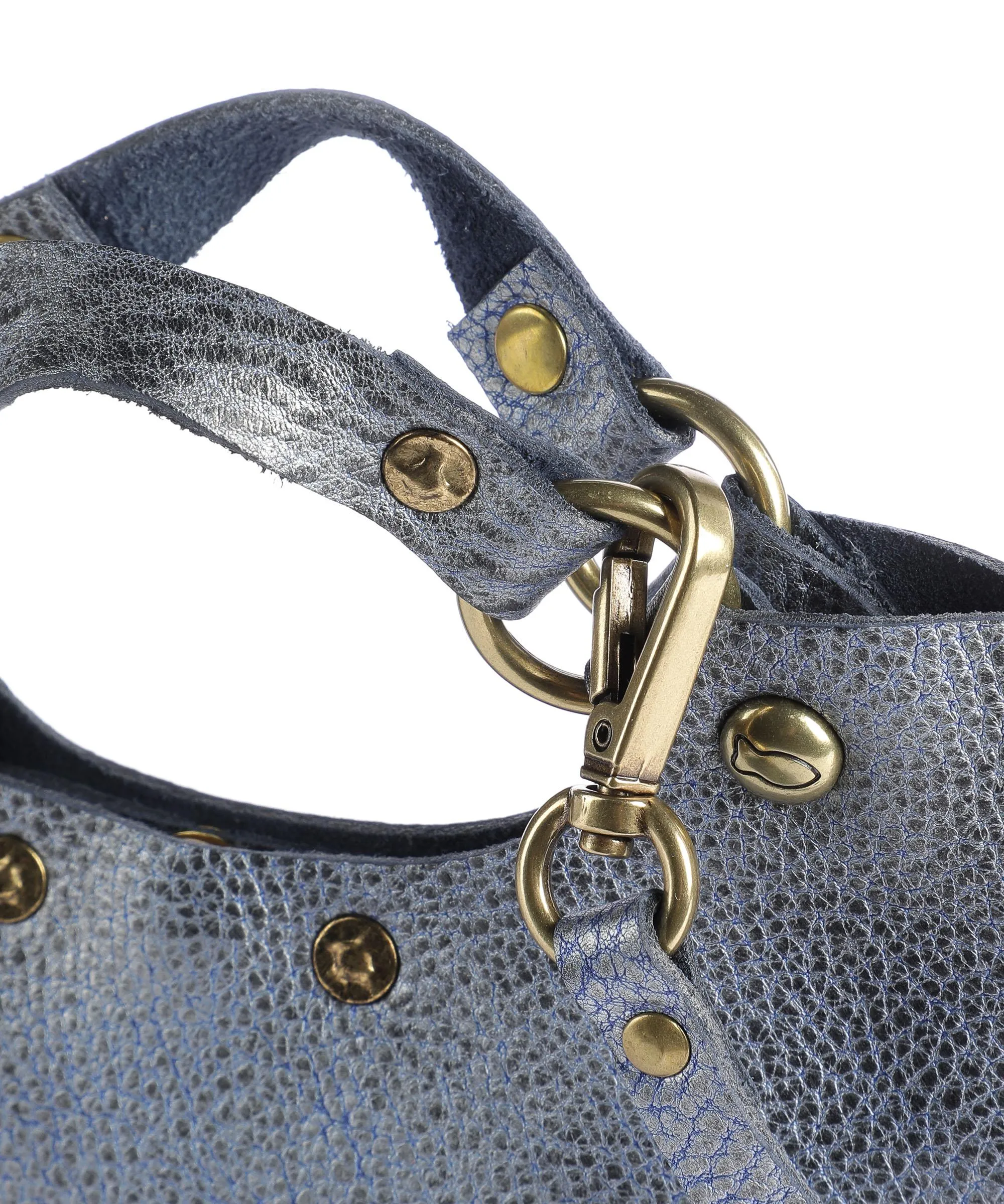  Campomaggi Borsa a mano pelle di vacchetta grana blu-grigio  