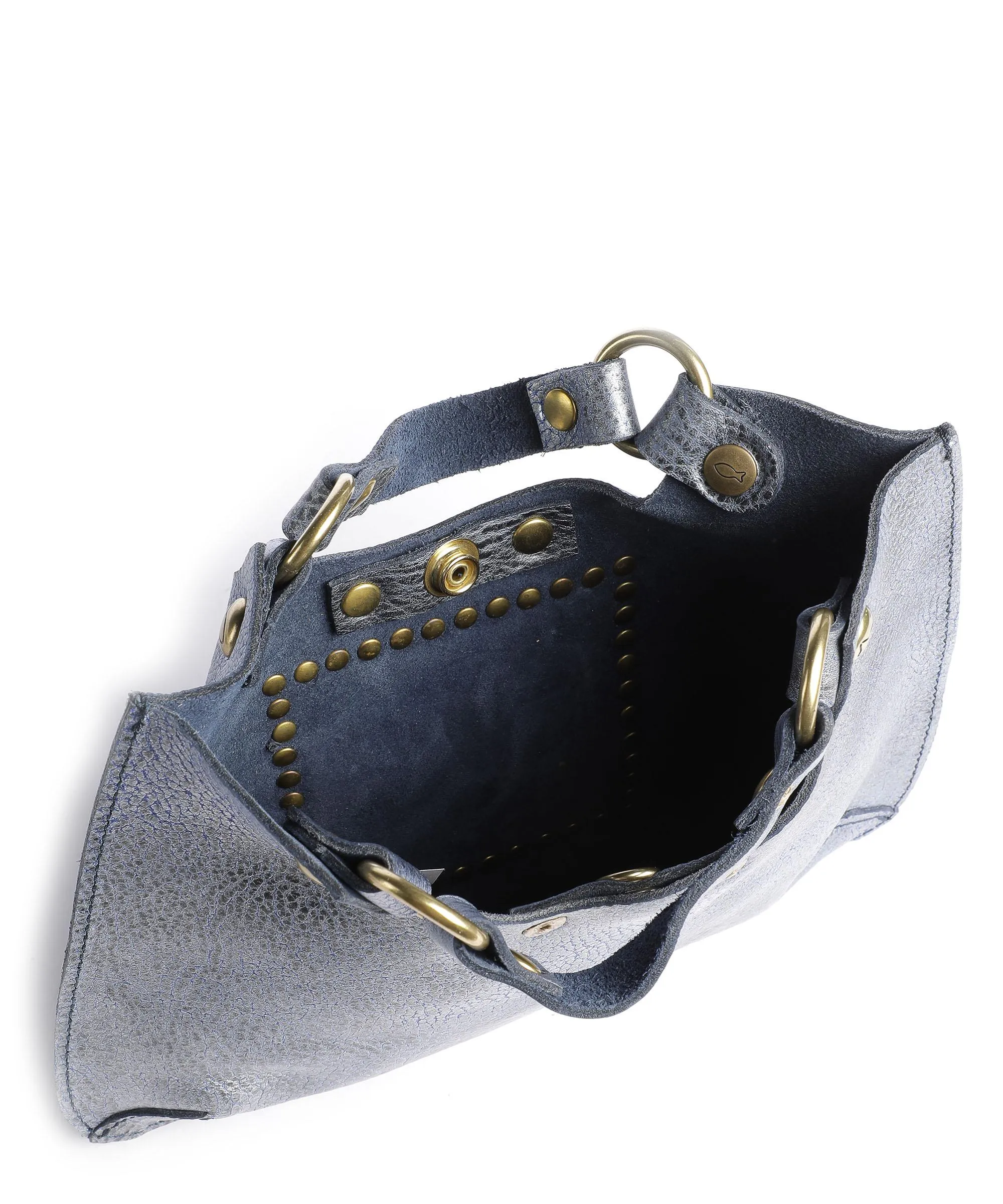  Campomaggi Borsa a mano pelle di vacchetta grana blu-grigio  