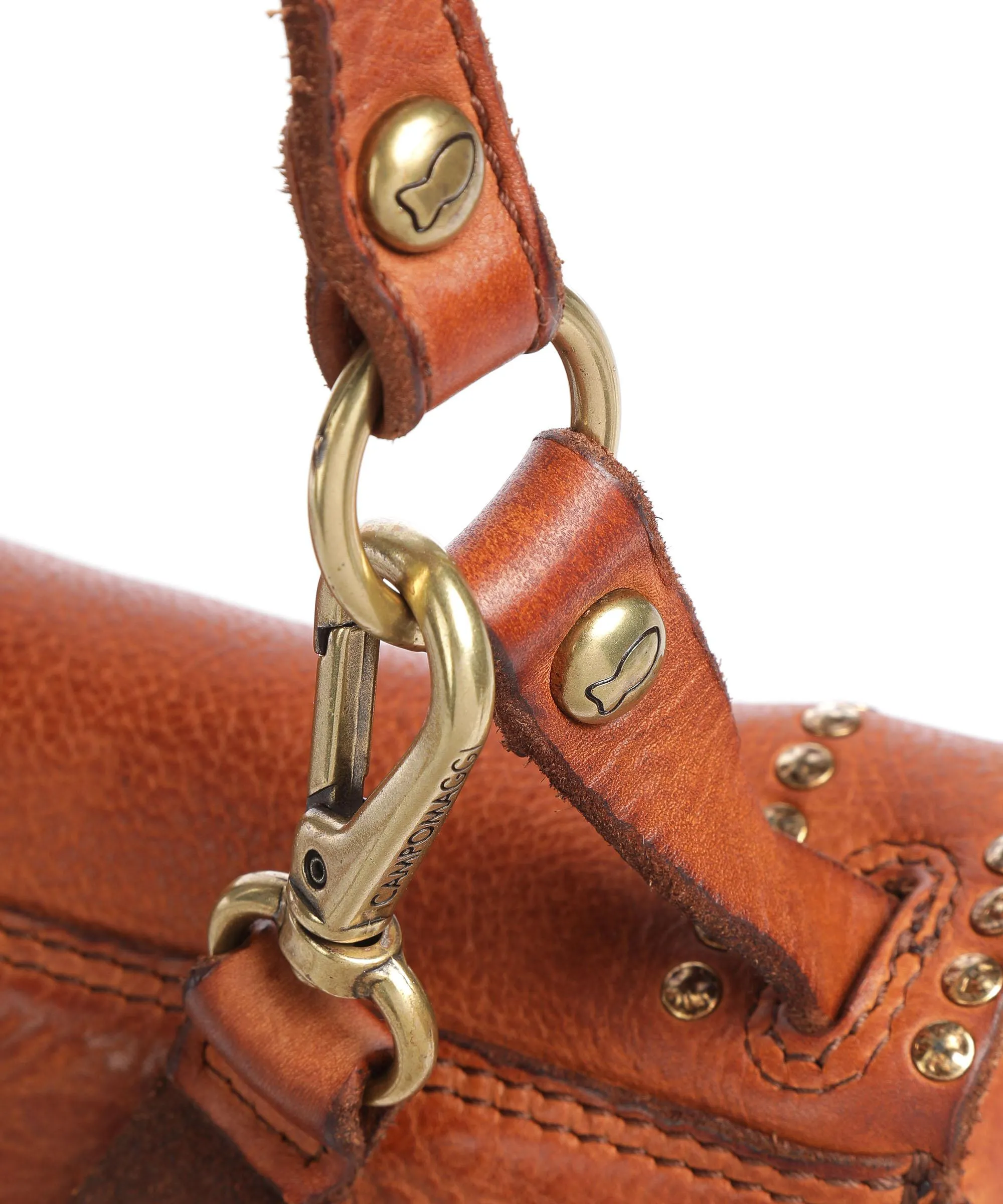  Campomaggi Borsa a spalla pelle di vacchetta finemente grana cognac  