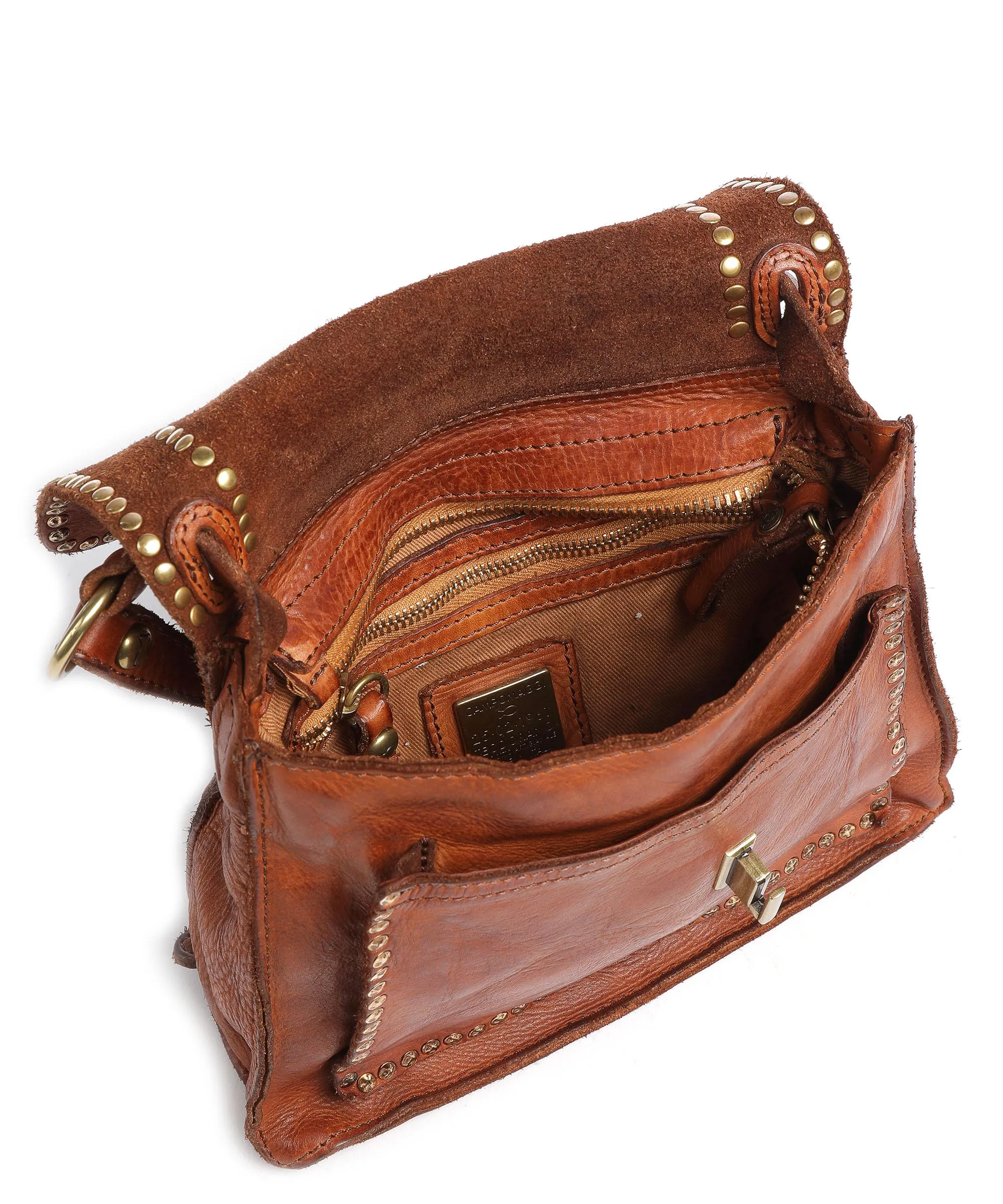  Campomaggi Borsa a spalla pelle di vacchetta finemente grana cognac  