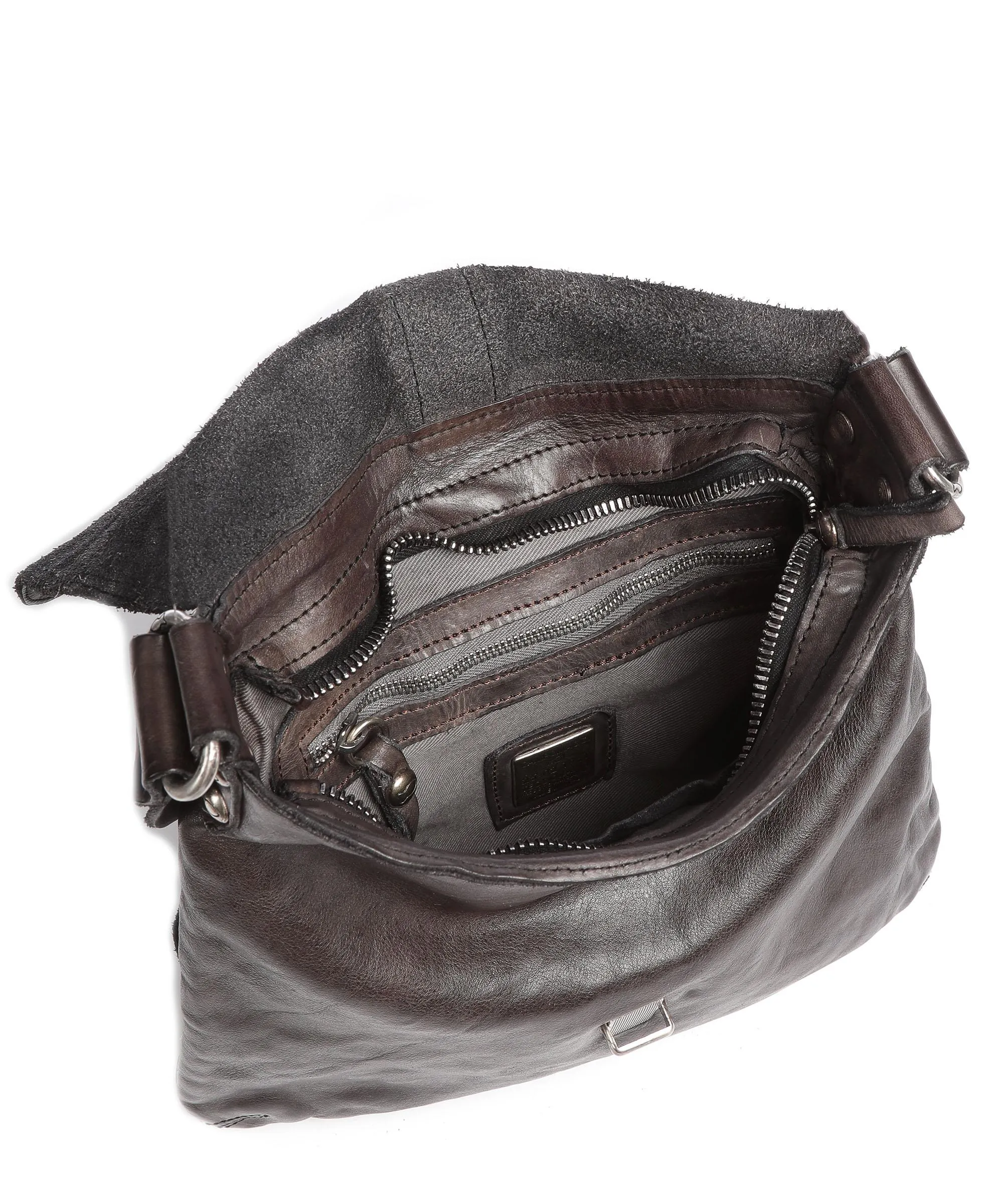  Campomaggi Borsa a spalla pelle di vacchetta finemente grana grigio scuro  