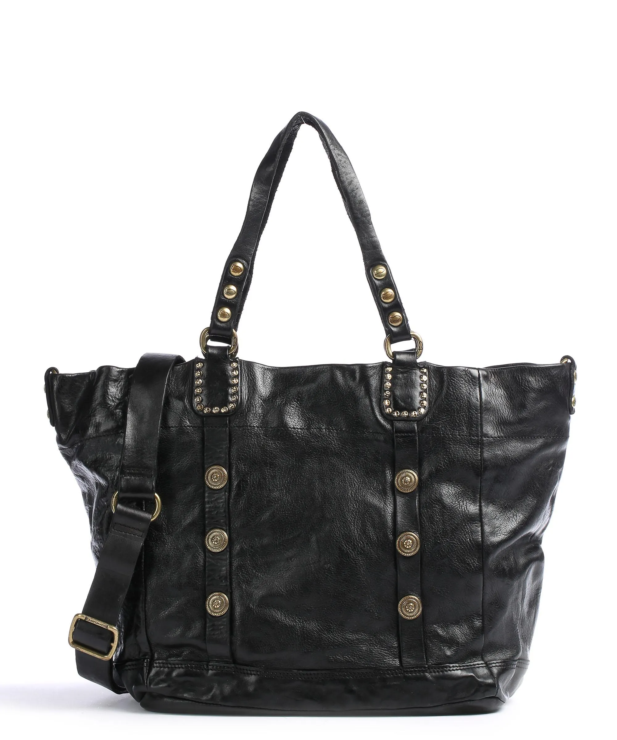  Campomaggi Borsa shopper pelle di vacchetta finemente grana nero  