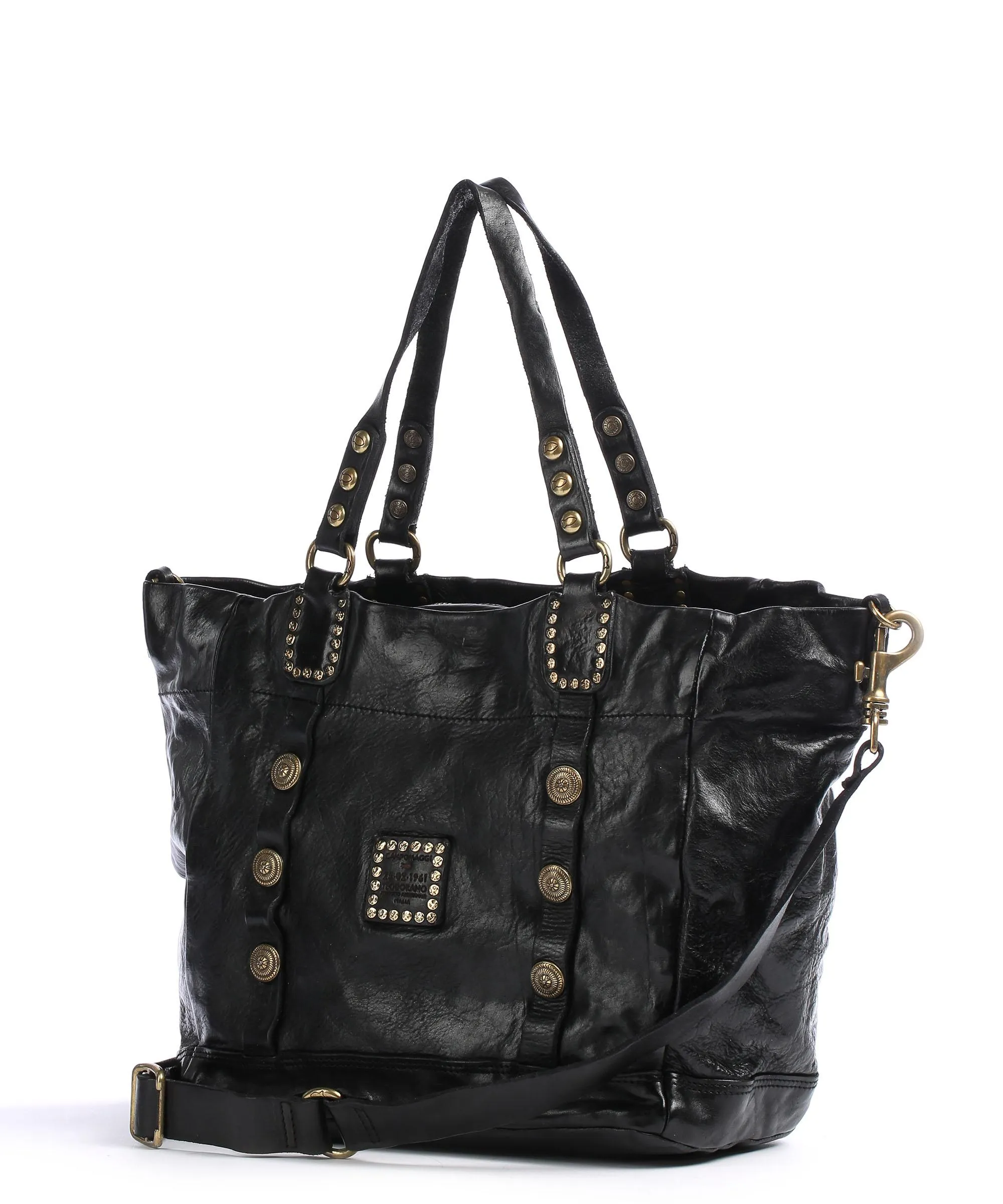  Campomaggi Borsa shopper pelle di vacchetta finemente grana nero  