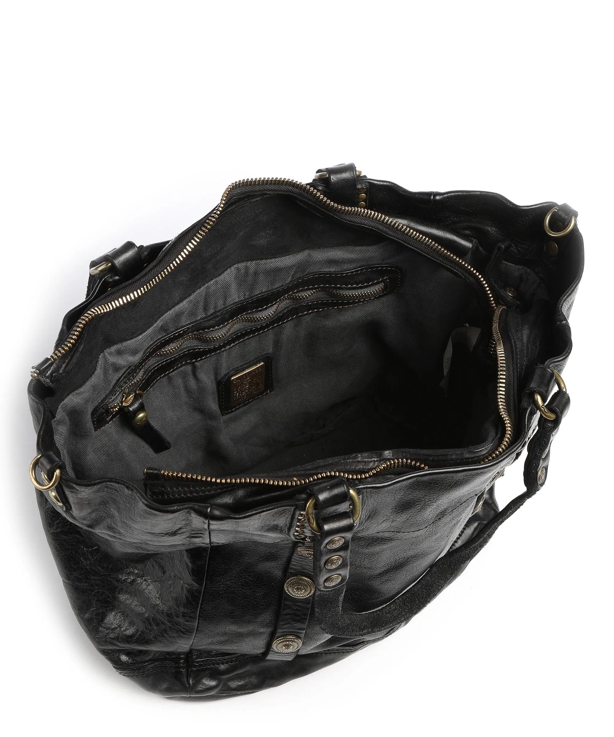  Campomaggi Borsa shopper pelle di vacchetta finemente grana nero  