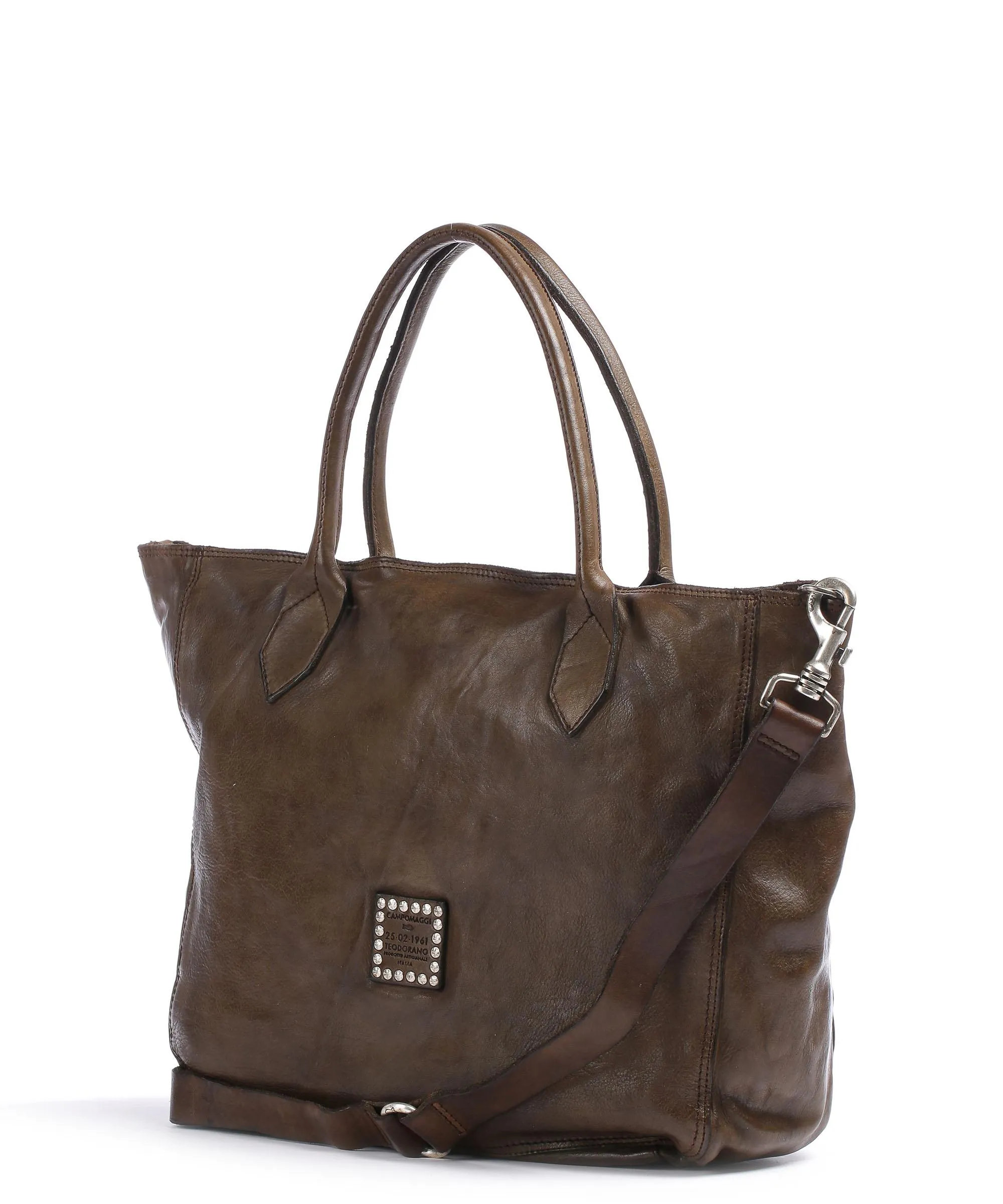  Campomaggi Borsa shopper pelle di vacchetta finemente grana verde-oliva  