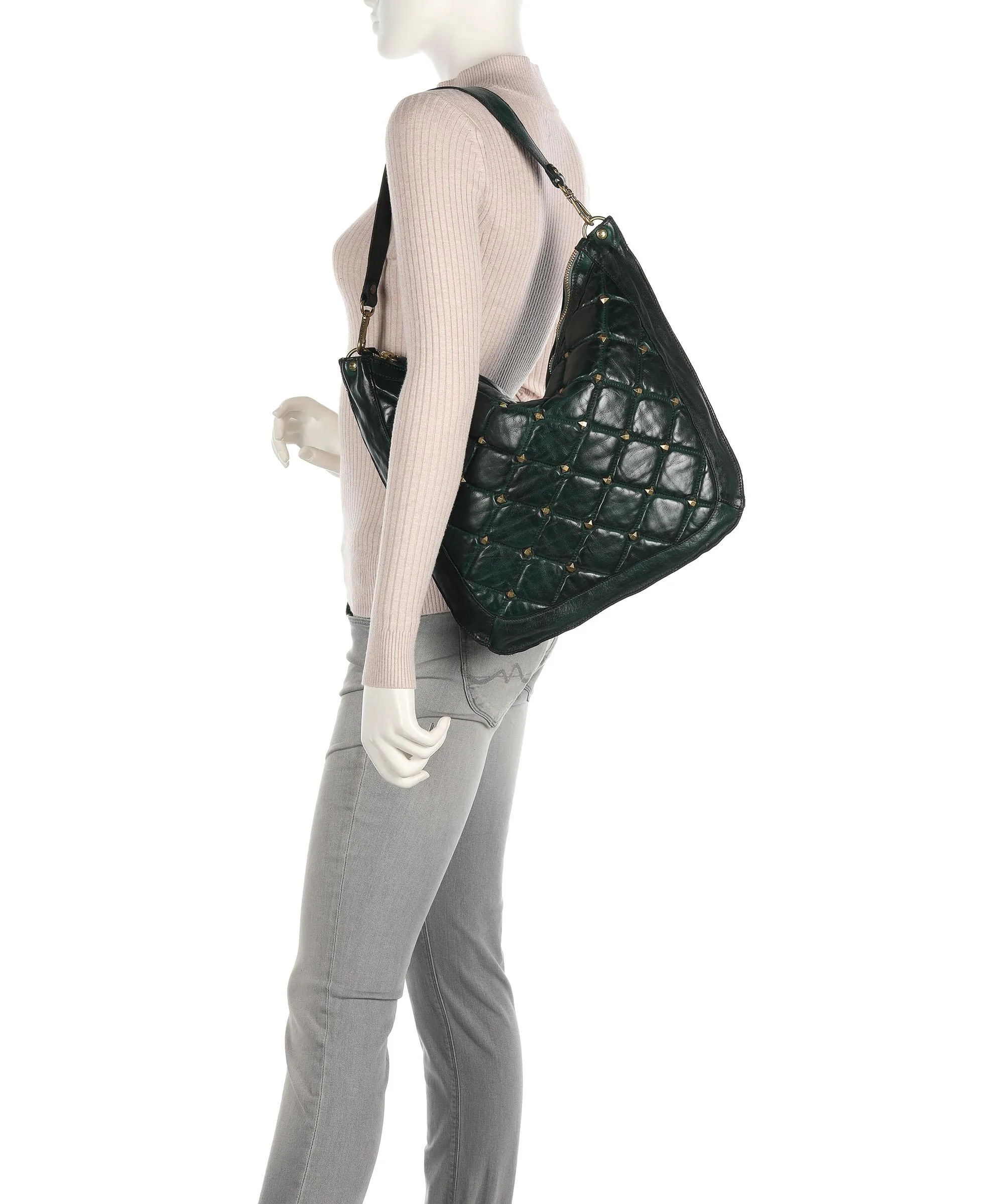  Campomaggi Prestige Borsa hobo pelle di vacchetta finemente grana verde scuro  
