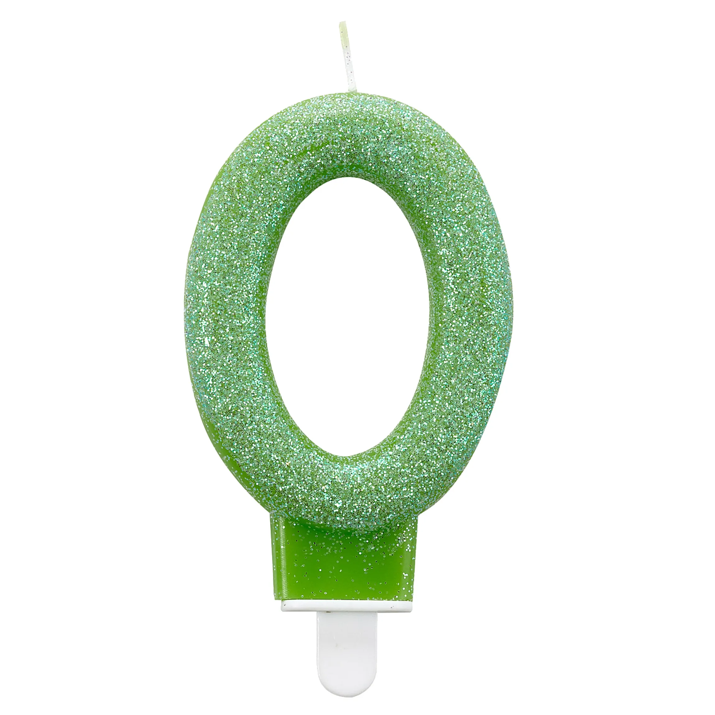 Candela numero glitter 0 verde
