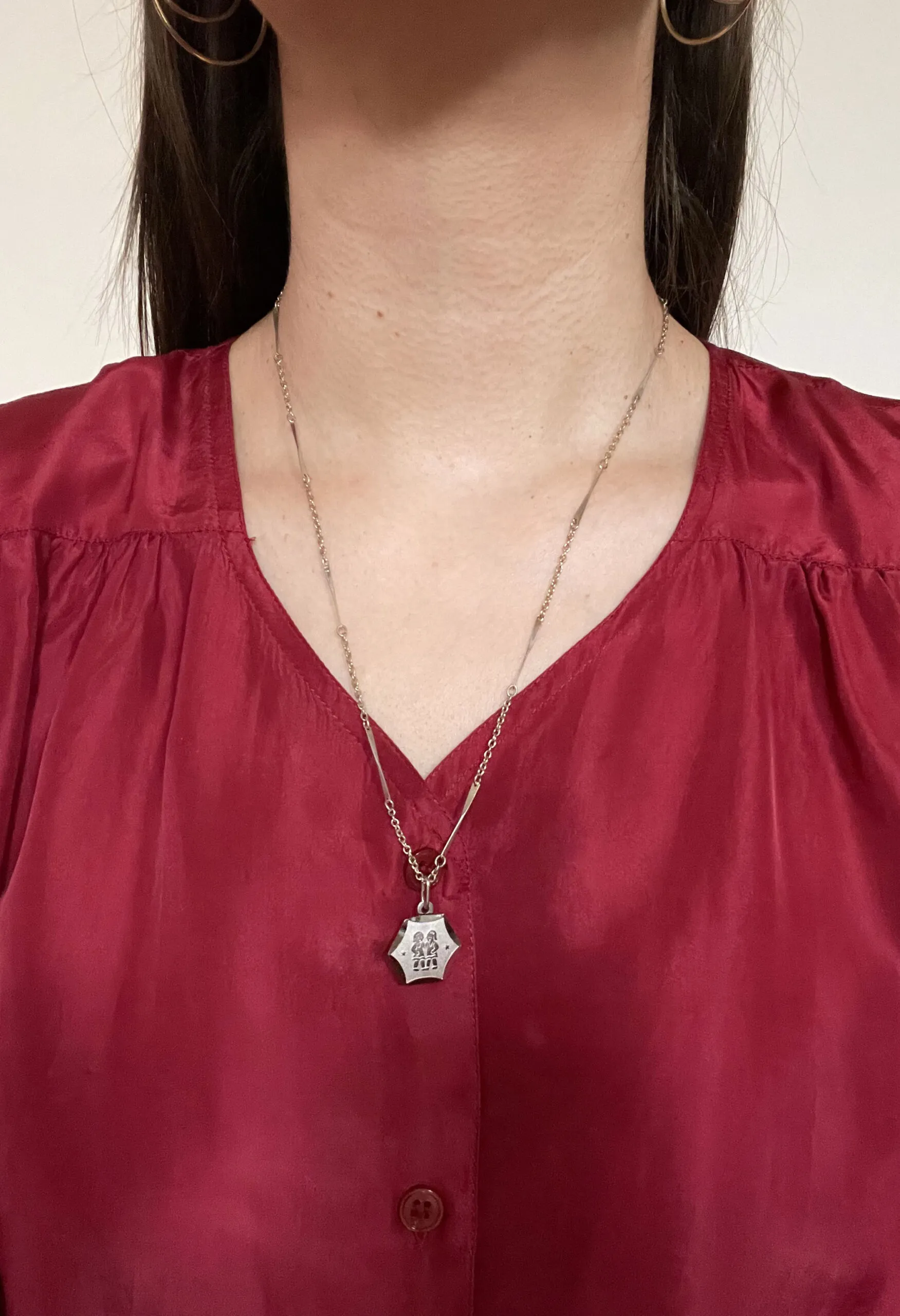 Catenina GEMELLI con pendente esagonale in argento vintage anni ’70