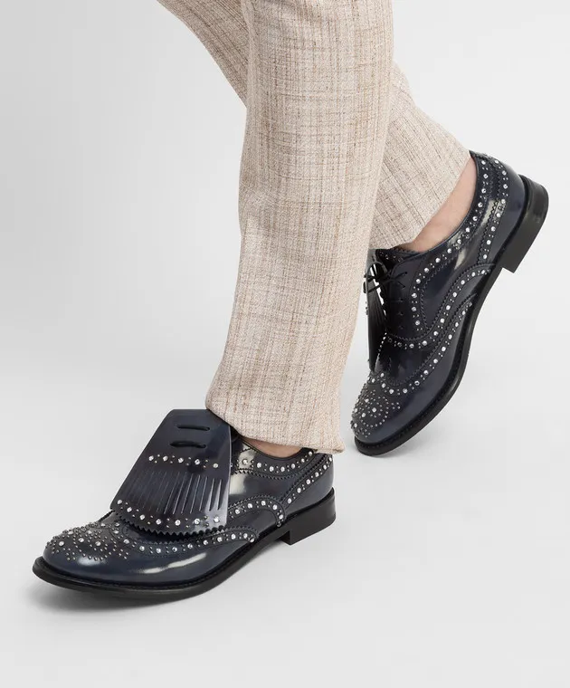 Church's Scarpe Oxford in pelle di cristallo blu scuro DE0043