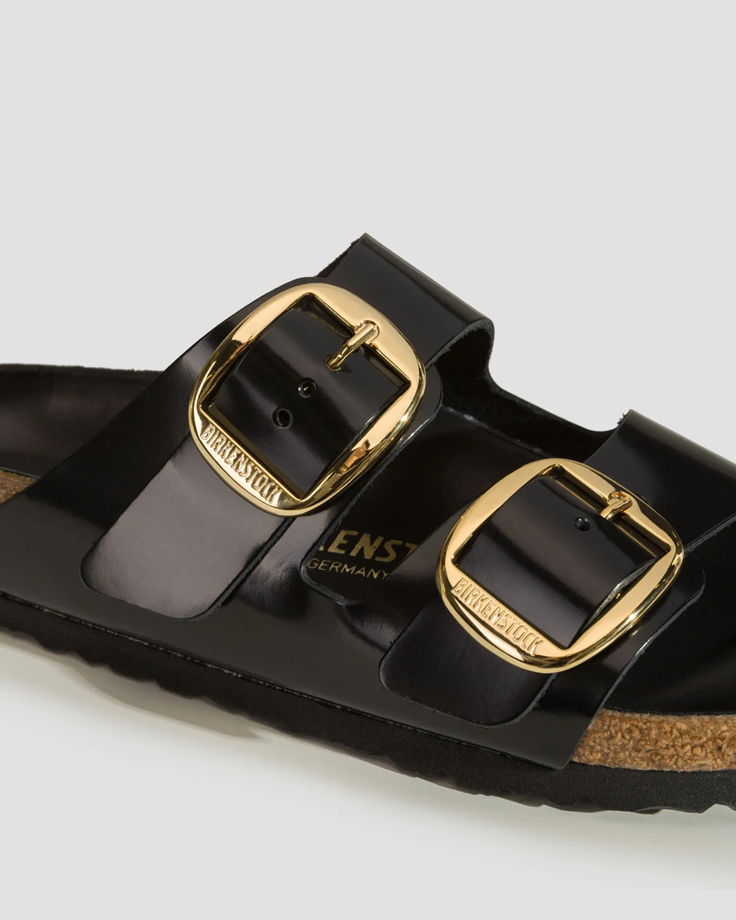 Ciabatte nere da donna Birkenstock Arizona Natural Leather Patent Narrow 1021476-hsb