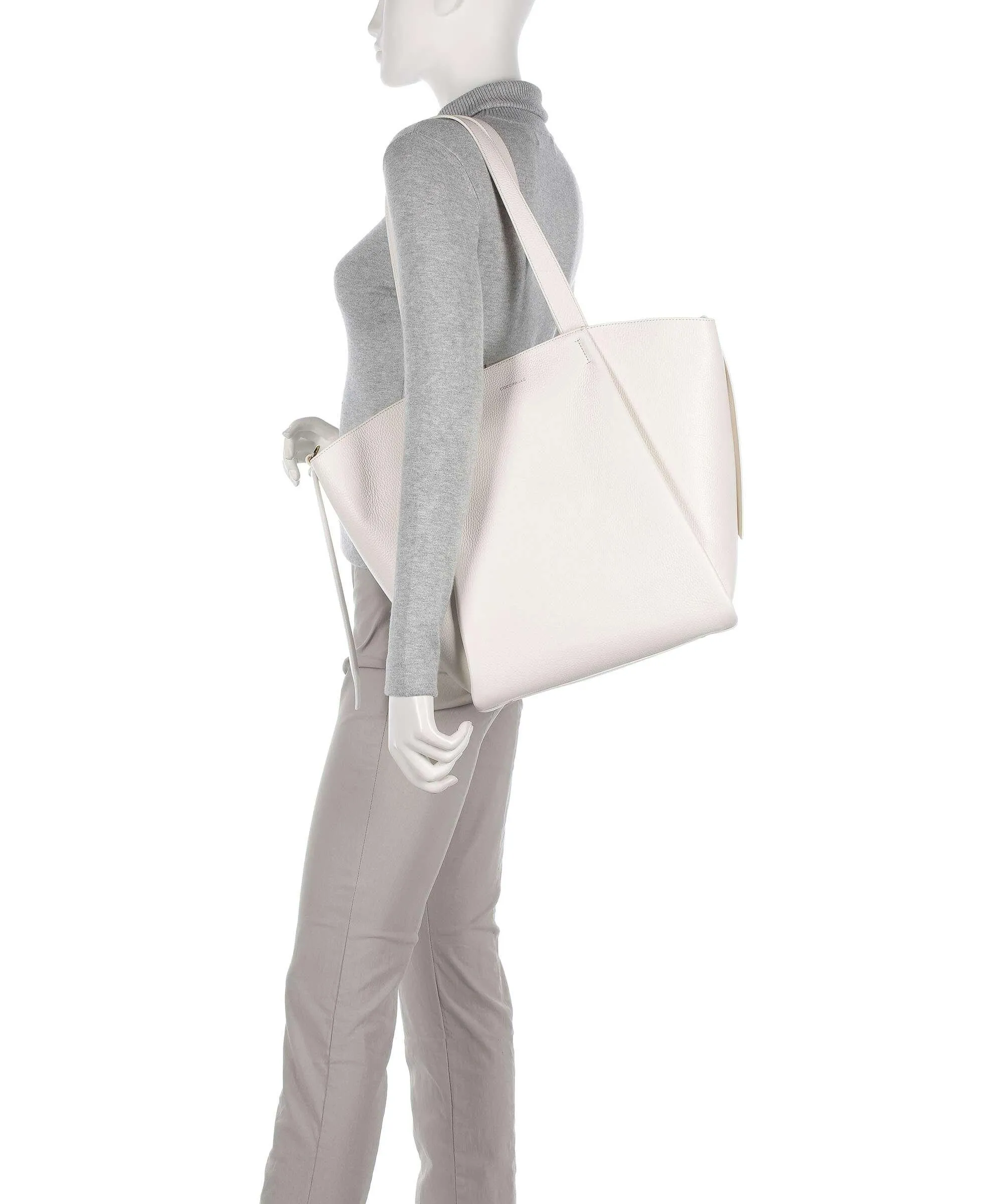  Coccinelle Boheme Borsa shopper pelle di vacchetta grana bianco  