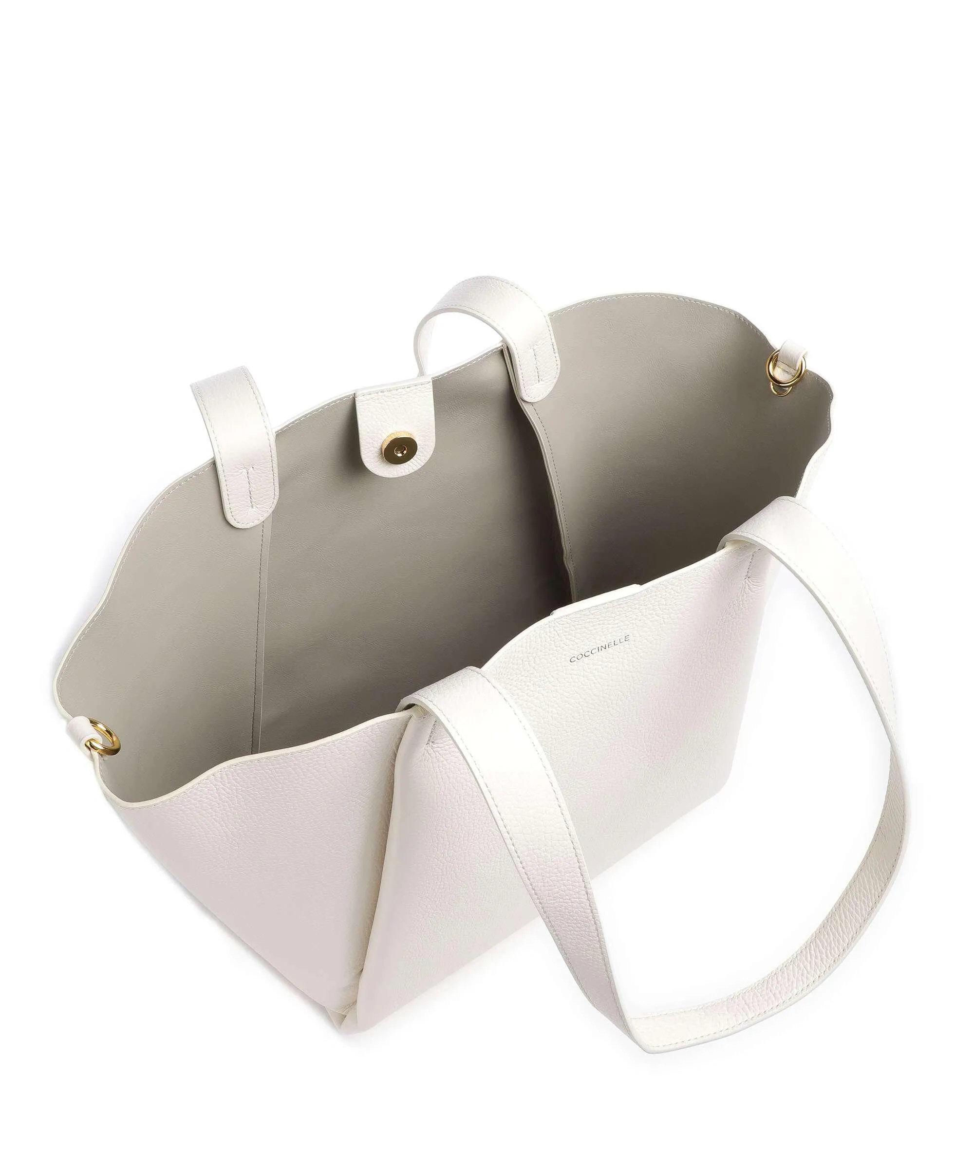  Coccinelle Boheme Borsa shopper pelle di vacchetta grana bianco  
