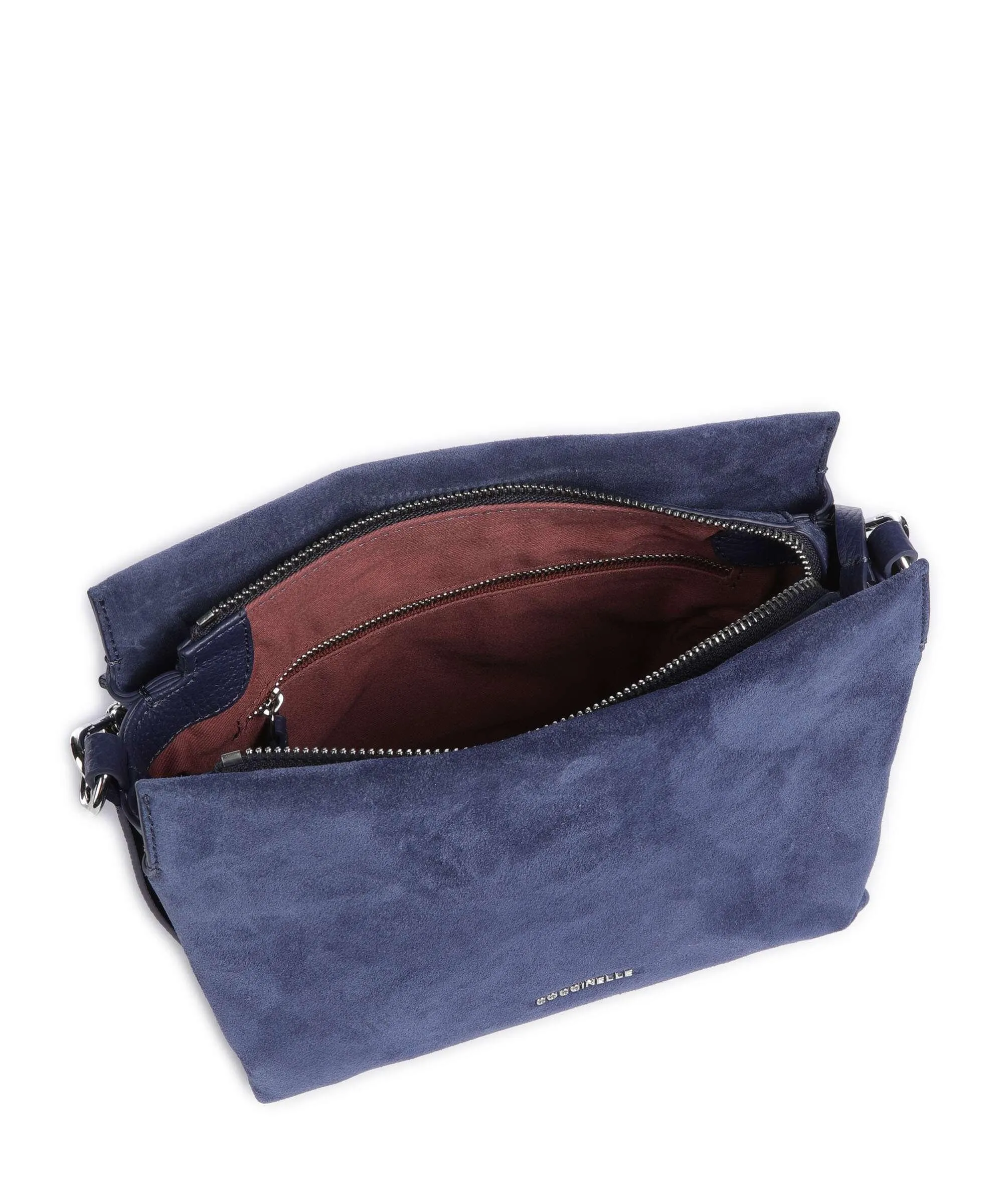  Coccinelle Boheme Suede Borsa a spalla pelle bovina ruvida blu scuro  