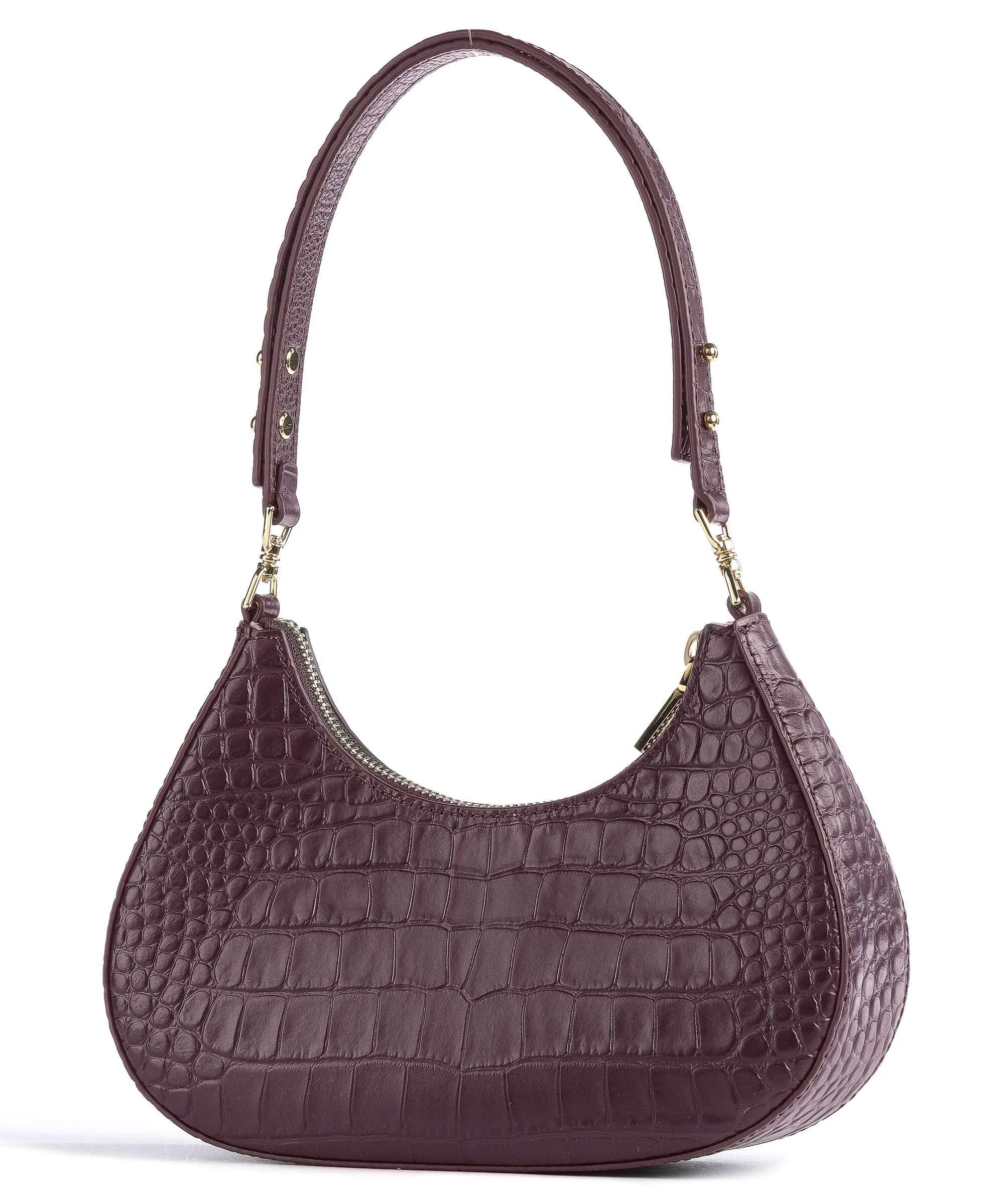  Coccinelle Carrie Croco Soft Borsa a spalla pelle in rilievo marrone scuro  