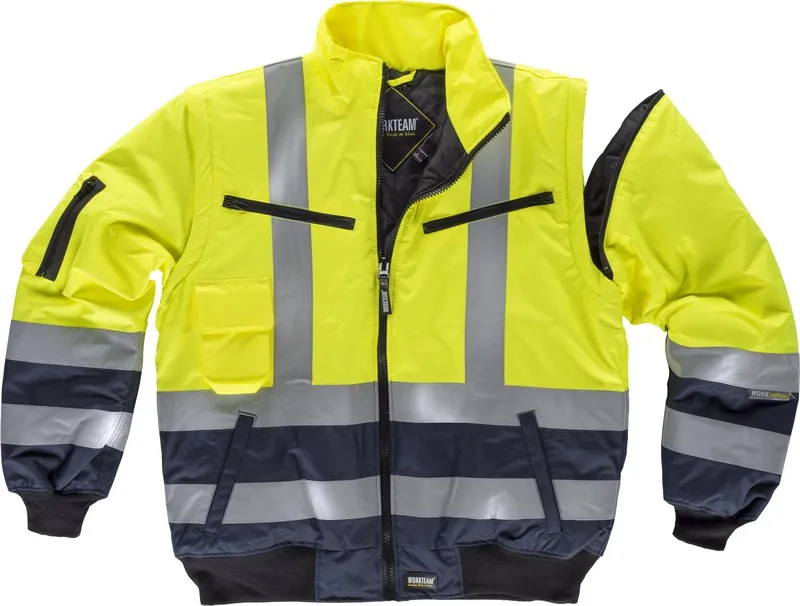 Combinazione pilota ad alta visibilità con nastri riflettenti EN471 Giallo AV Navy
