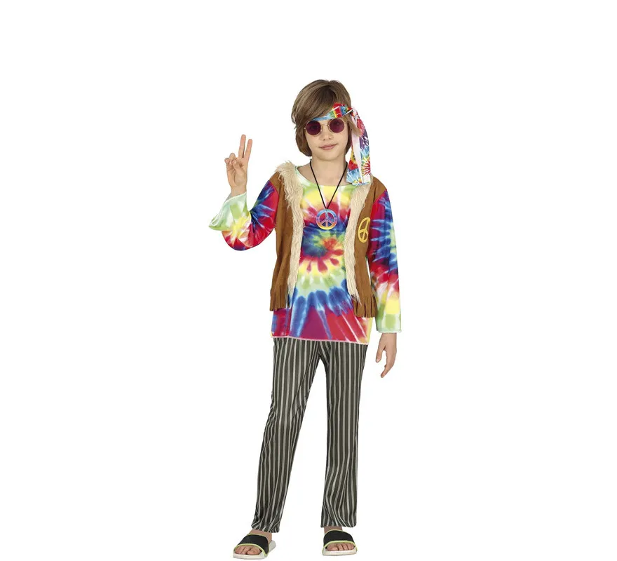 Costume hippie con maglietta multicolore per bambino