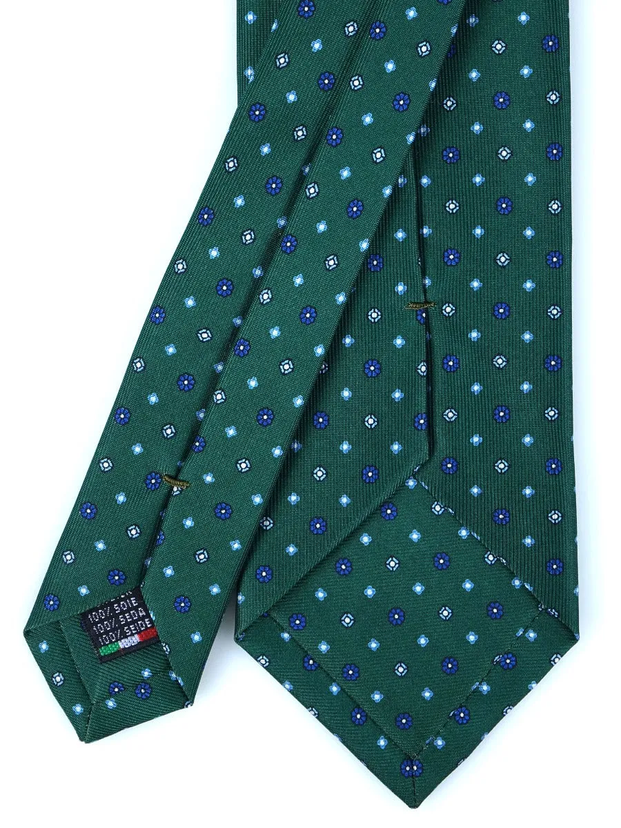 Cravatta 3 pieghe GREENONE in seta inglese stampata Verde 